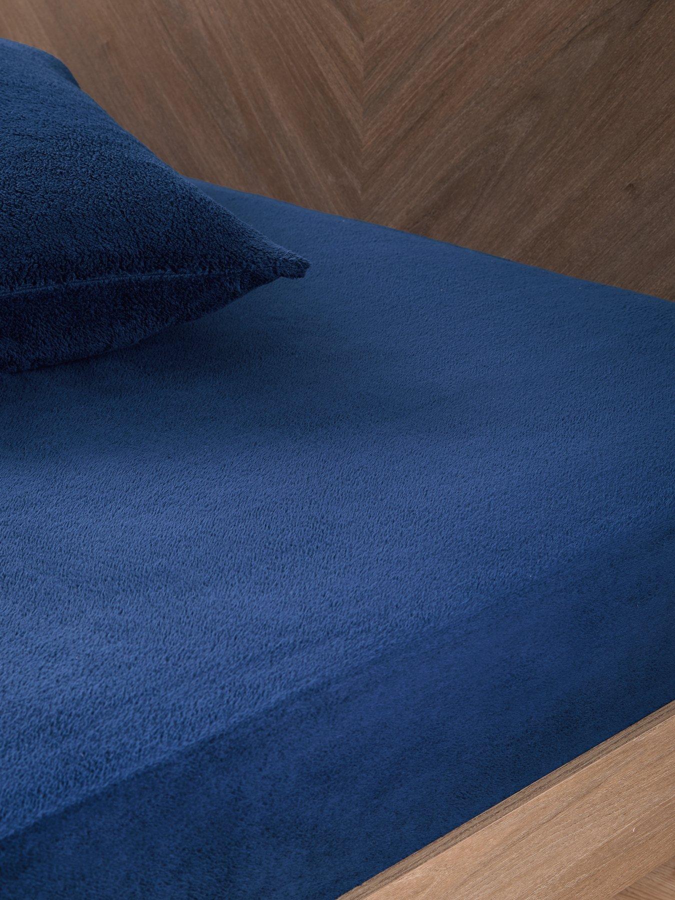 Very Home Teddy Fleece Fitted Sheet in Navy