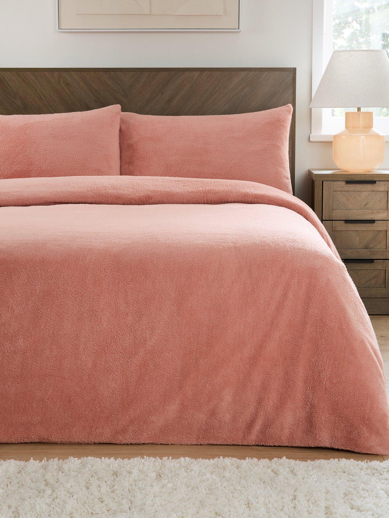 Product photograph of Everyday Teddy Fleece Duvet Cover Set In Pink from very.co.uk