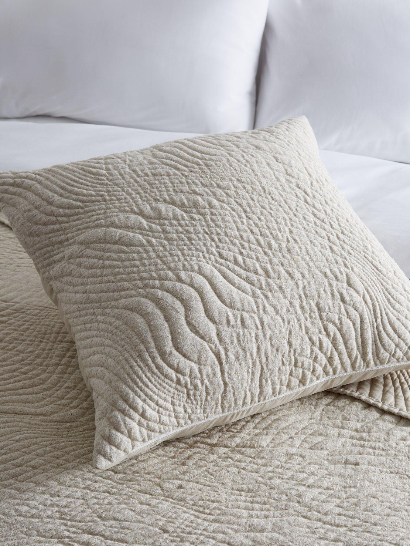 Product photograph of Very Home Natural Luxe Washed Polylinen Quilted Cushion from very.co.uk