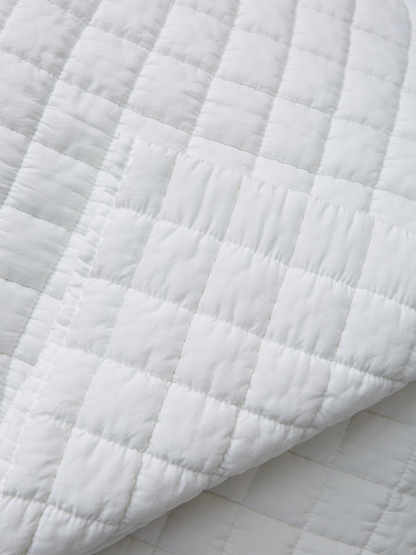 Very Home Washed Quilted Microfibre Bedspread Throw White Very