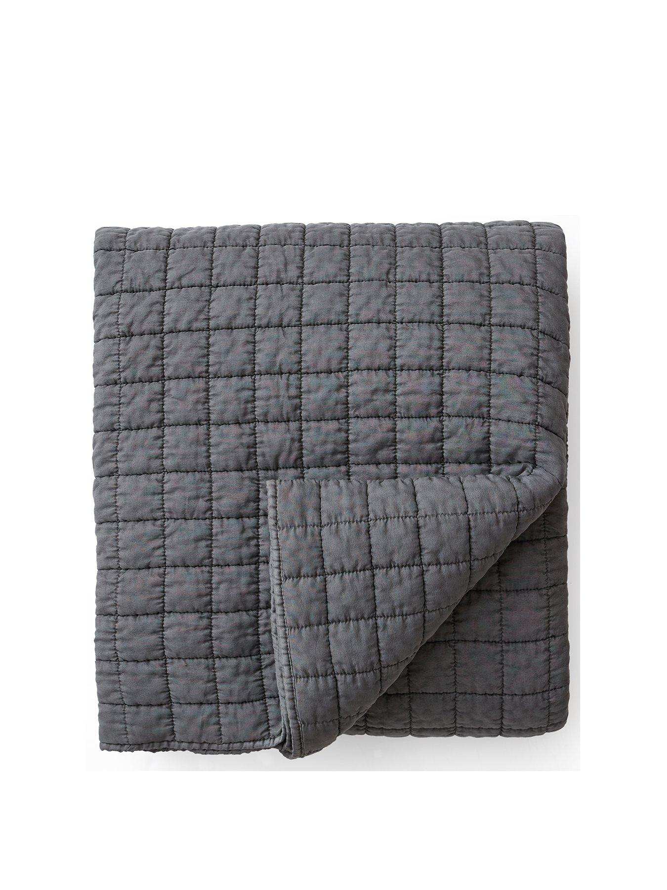 Image 2 of 4 of The Very Collection Washed Quilted Microfibre Bedspread Throw - Charcoal