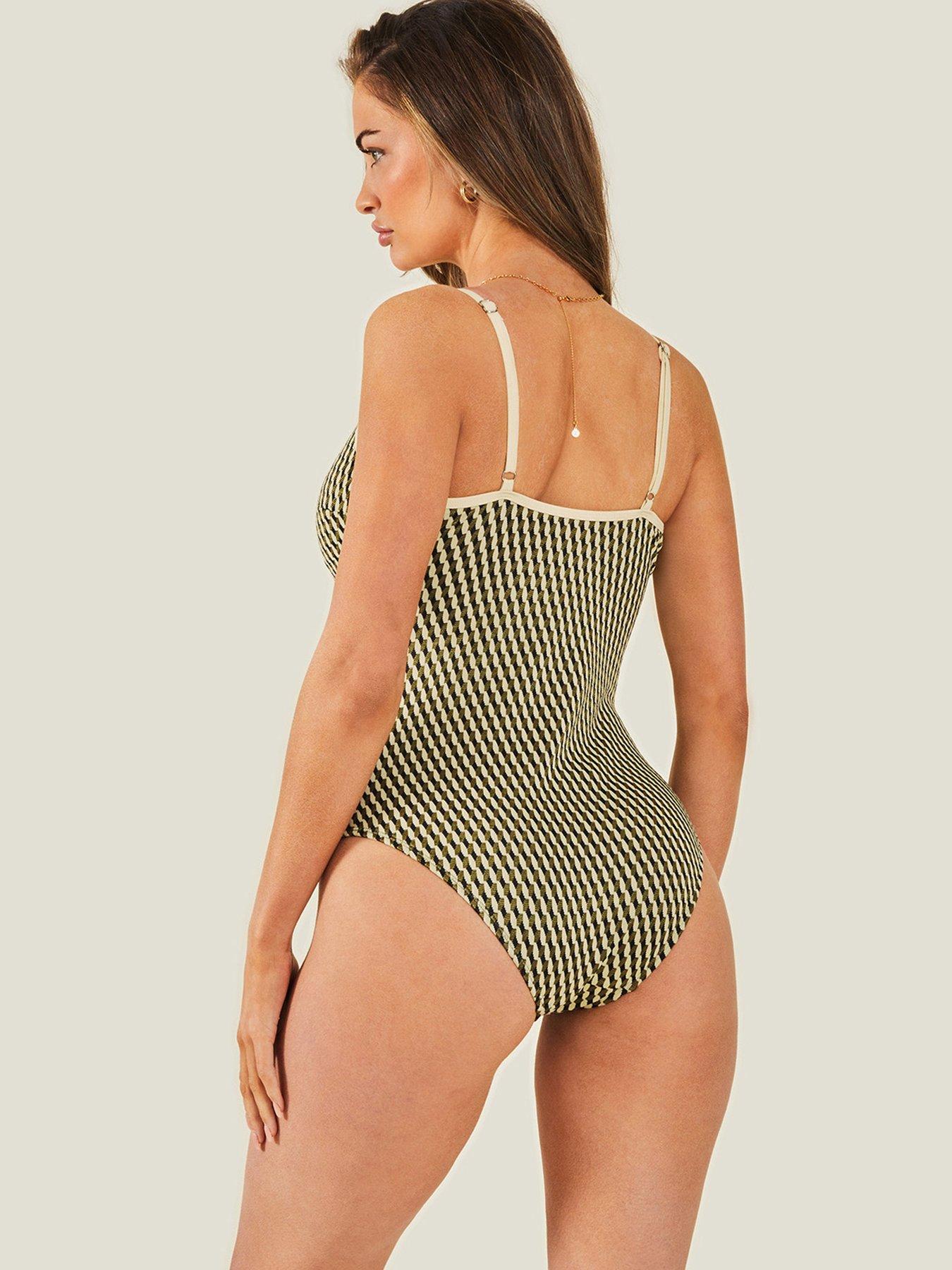 Image 2 of 4 of Accessorize Textured Jacquard Swimsuit - Multi