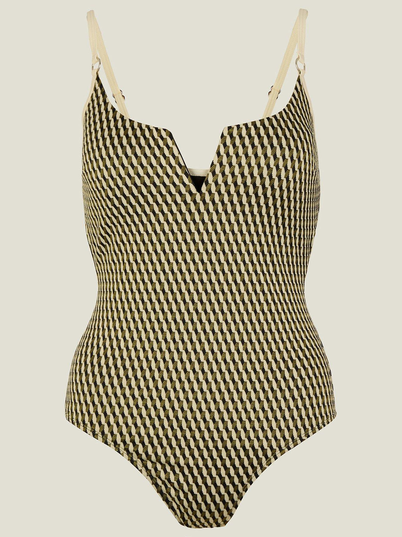 Image 3 of 4 of Accessorize Textured Jacquard Swimsuit - Multi
