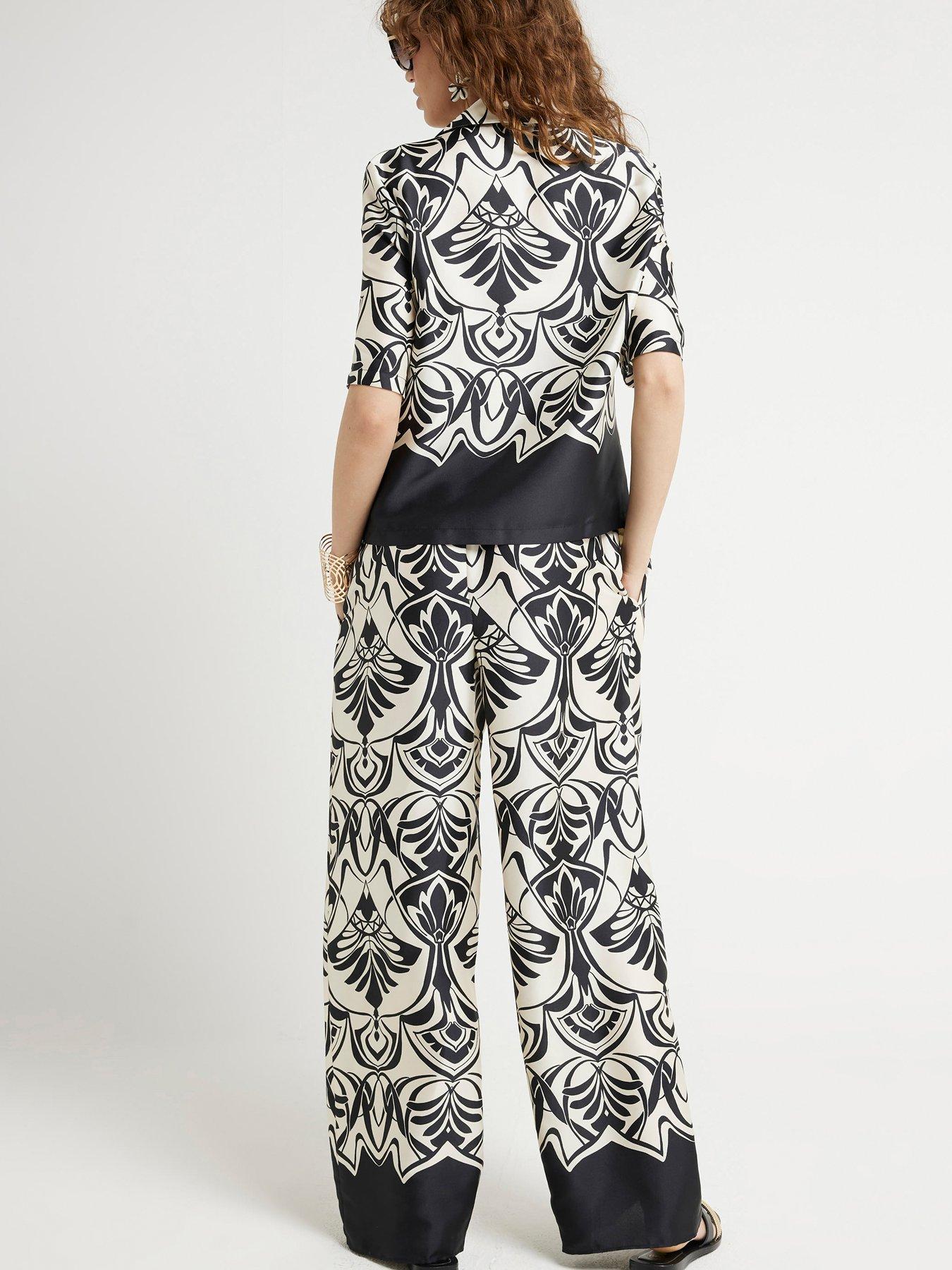 River Island Monochrome Pull On Trouser - Black | Very.co.uk