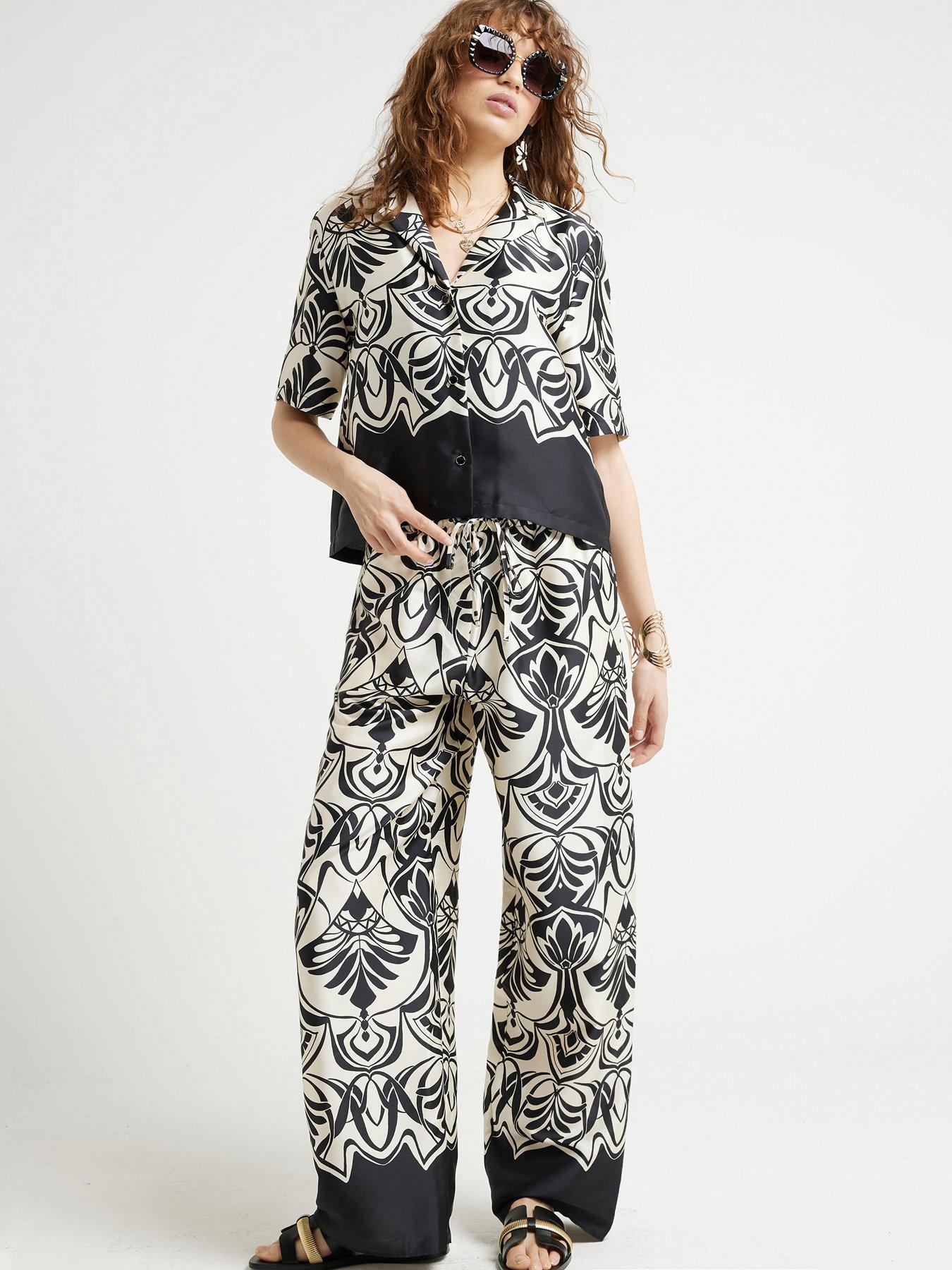 River Island Monochrome Pull On Trouser - Black | Very.co.uk