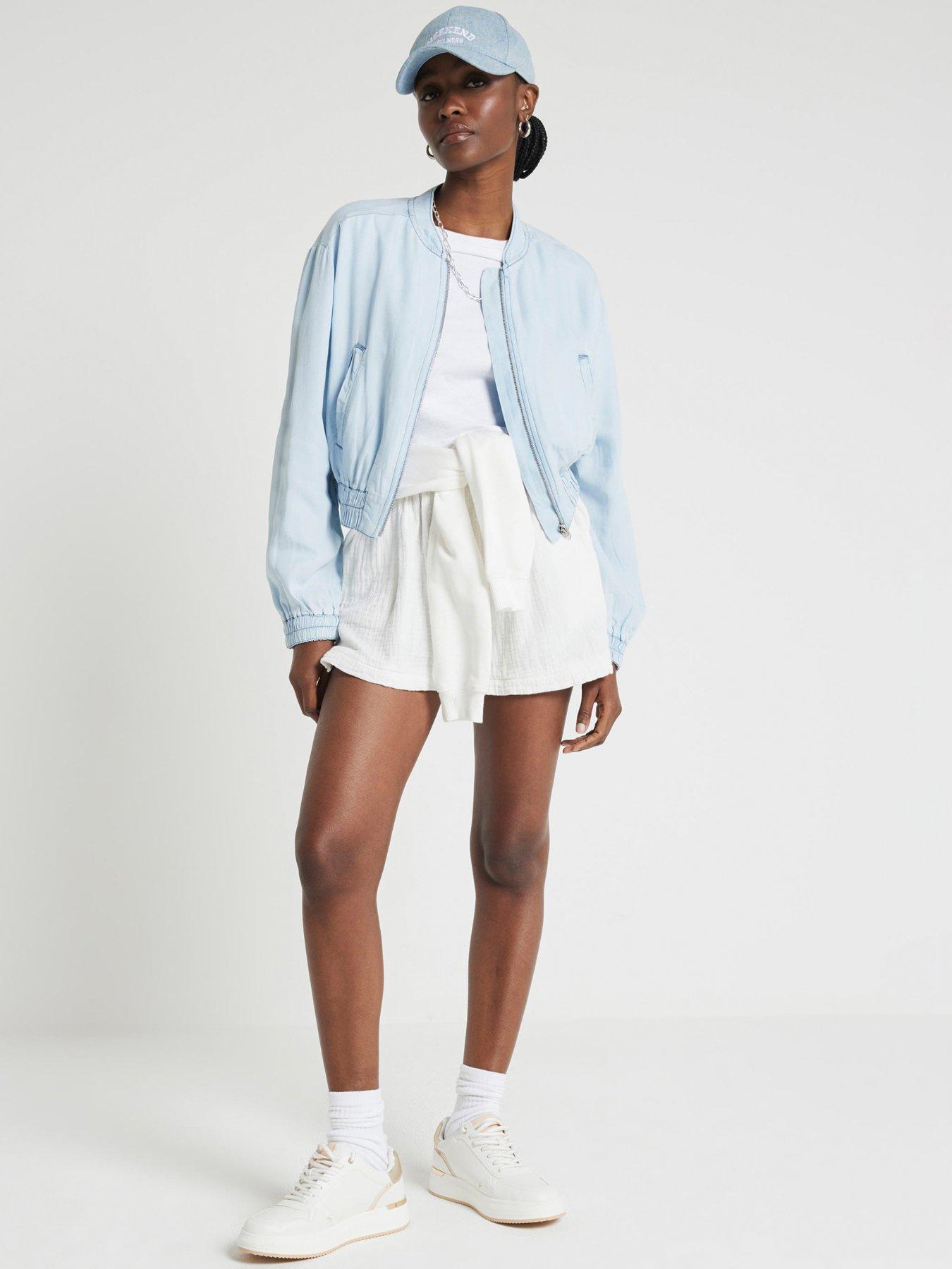 undefined Lyocell Bomber Jacket - Light Denim