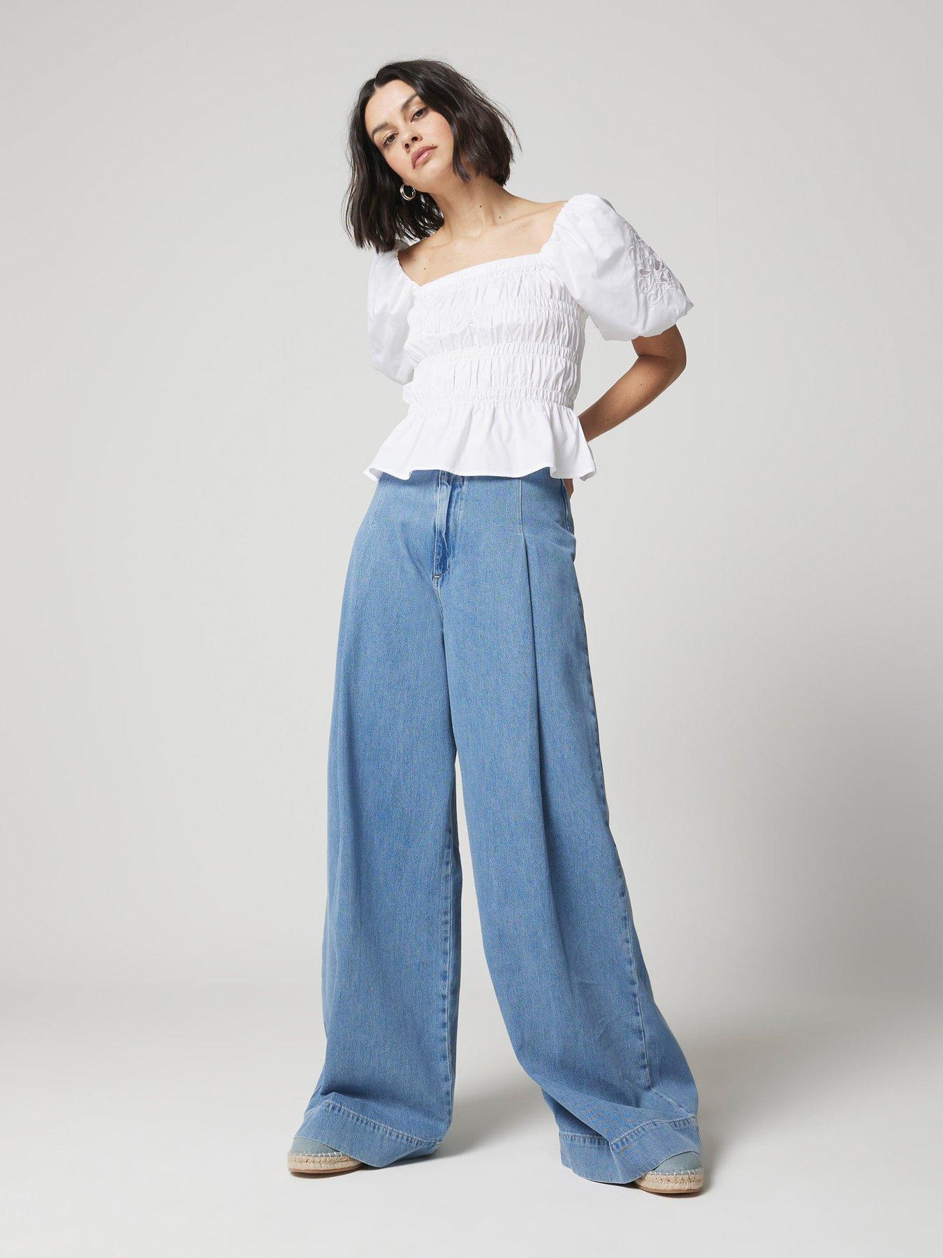 River Island Cut Out Shirred Top - White | Very.co.uk
