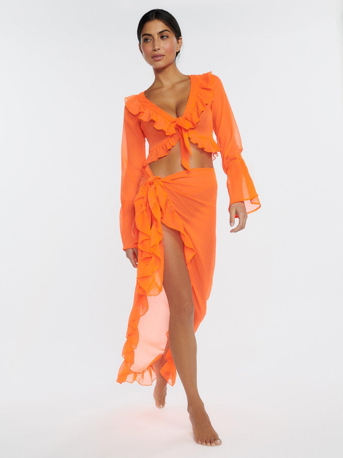 boux-avenue-ruffle-chiffon-top-orange