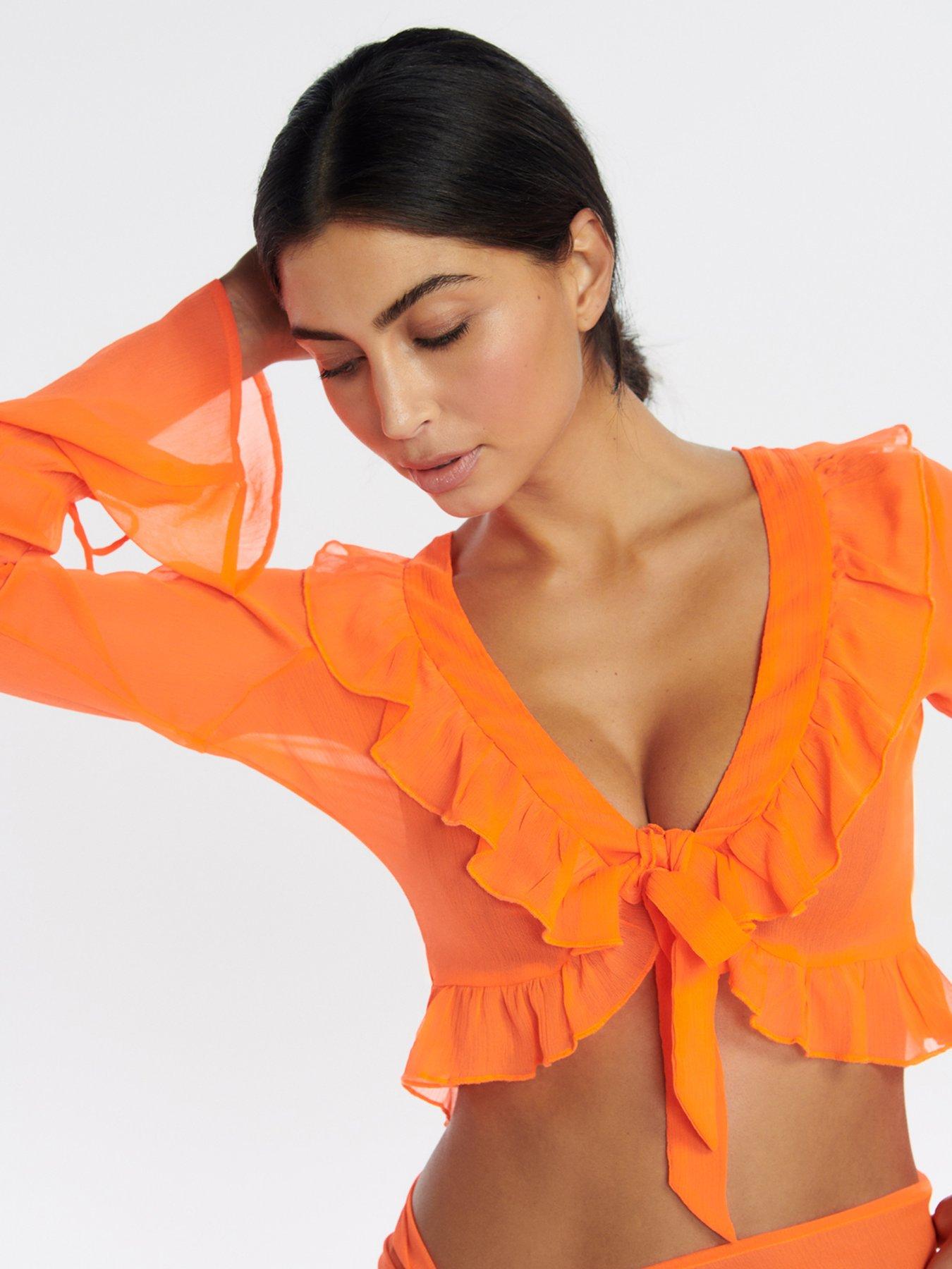 Boux Avenue Ruffle Chiffon Top Orange Very