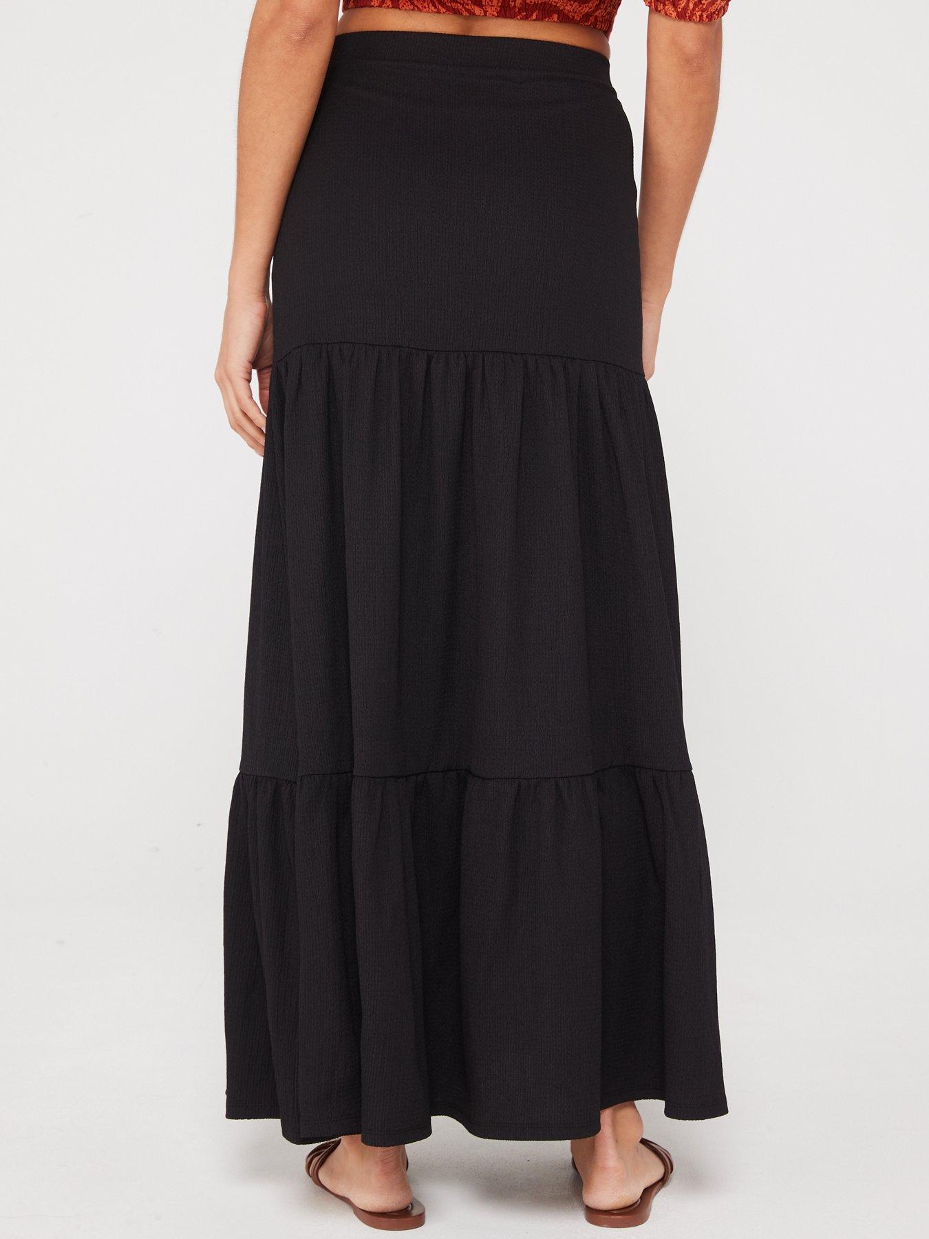 V by Very Tiered Maxi Skirt Black