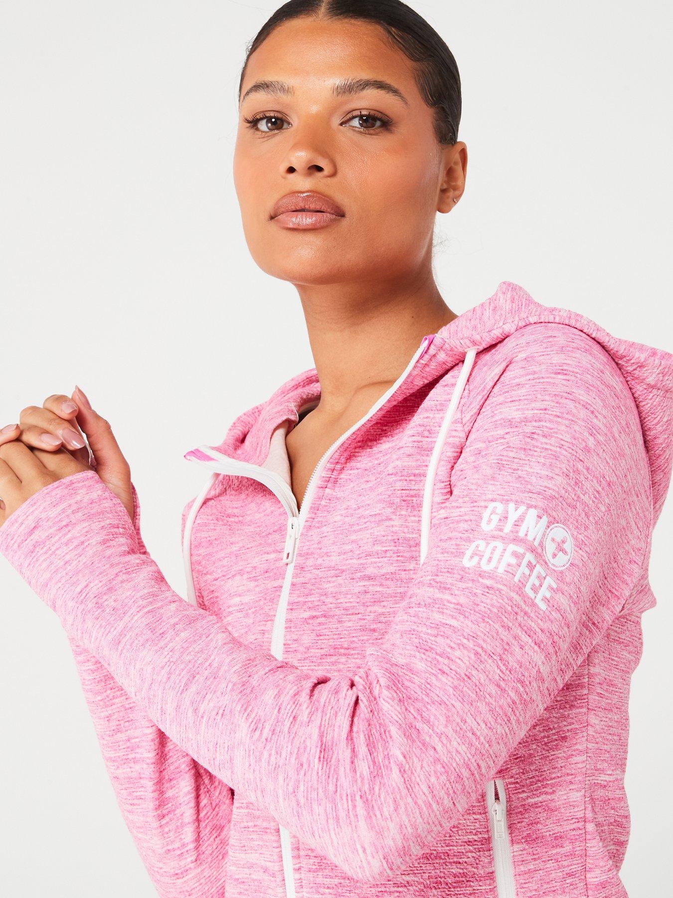 Image 4 of 4 of Gym + Coffee Women's Training Fleck Hoodie -&nbsp;Pink