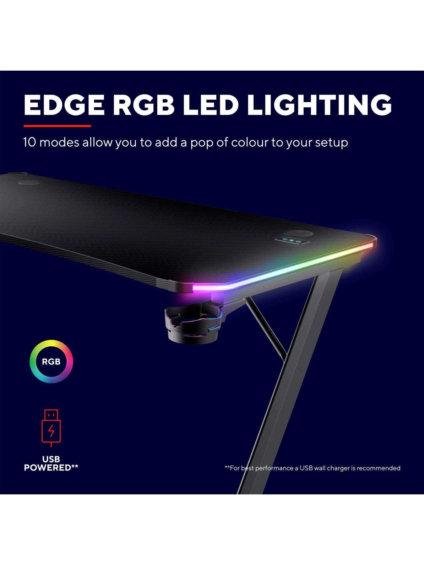 Image 2 of 8 of Trust GXT709 Luminus Black Gaming Desk with Adjustable RGB LED Lighting