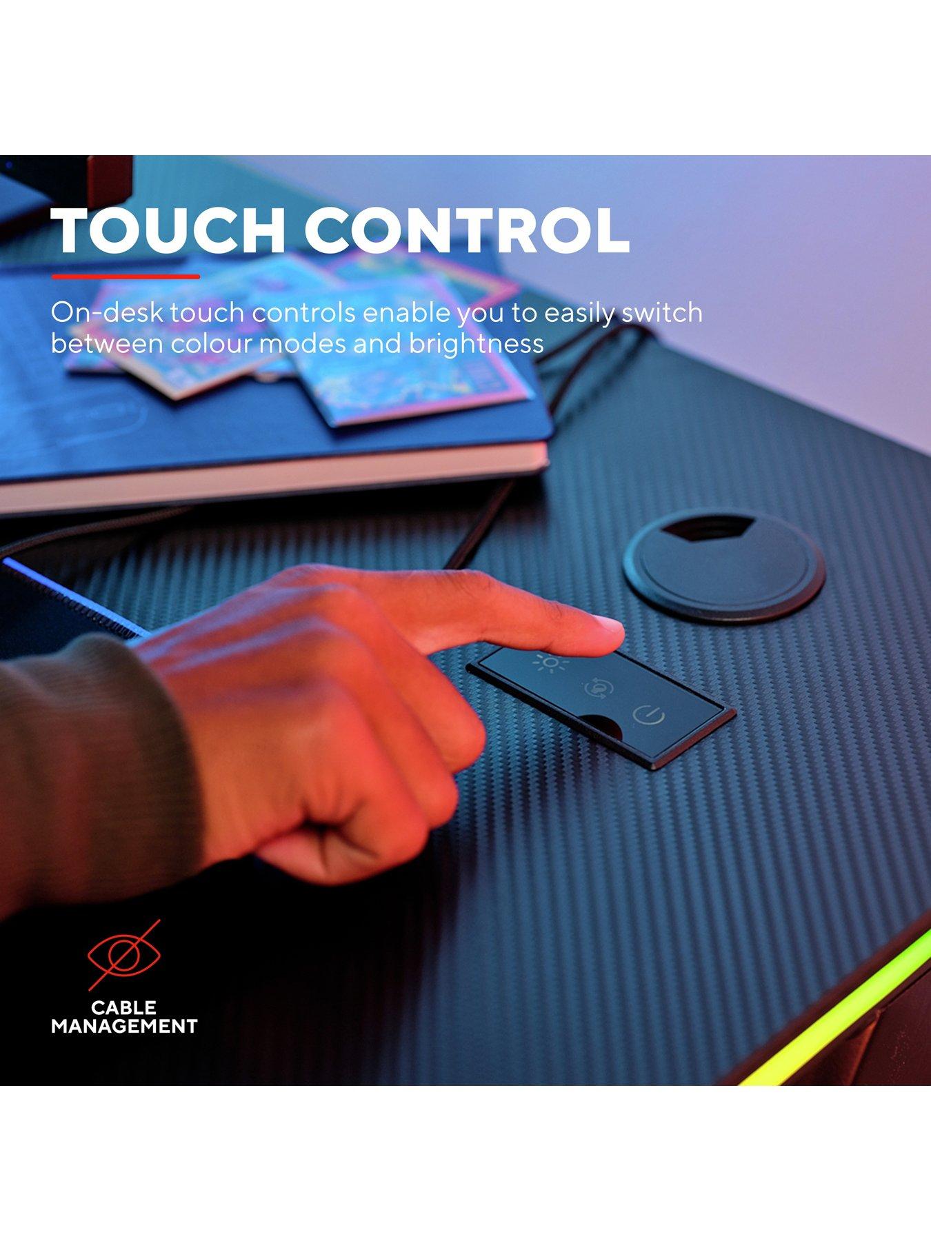 Image 4 of 8 of Trust GXT709 Luminus Black Gaming Desk with Adjustable RGB LED Lighting