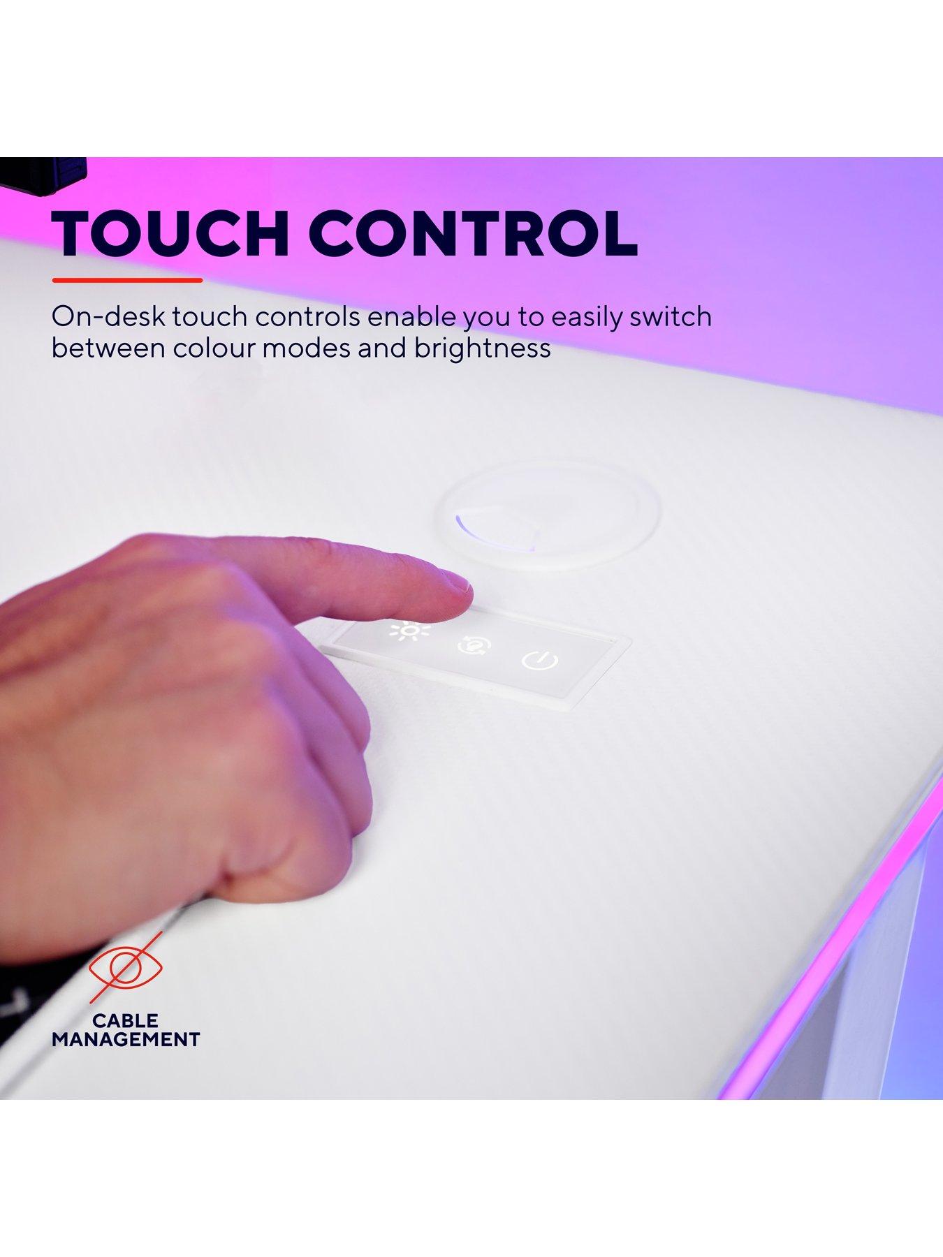 Image 2 of 5 of Trust GXT709W Luminus White Gaming Desk with Adjustable RGB LED Lighting