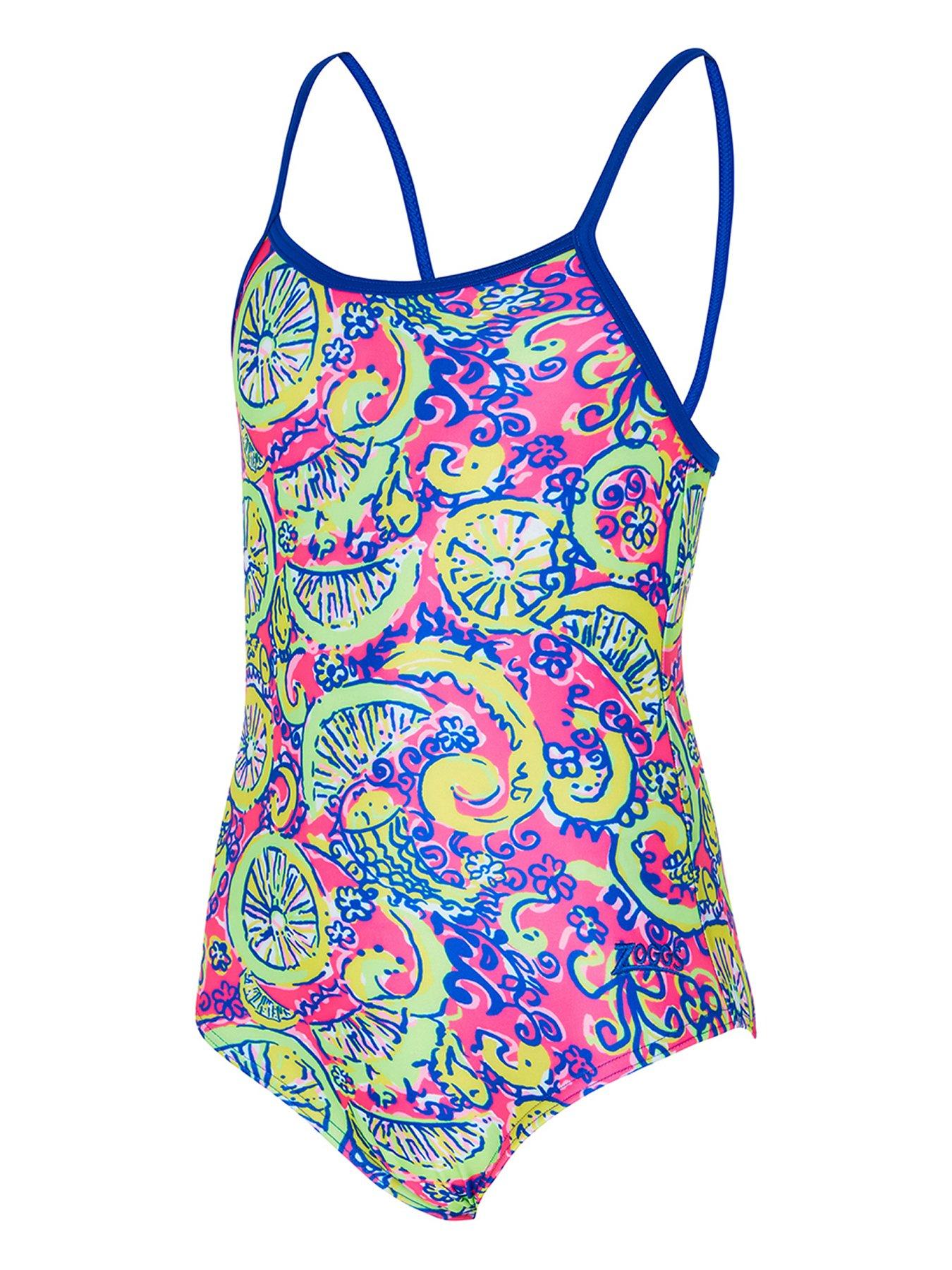 undefined Citrus Print Classicback Girls Swimsuit-green