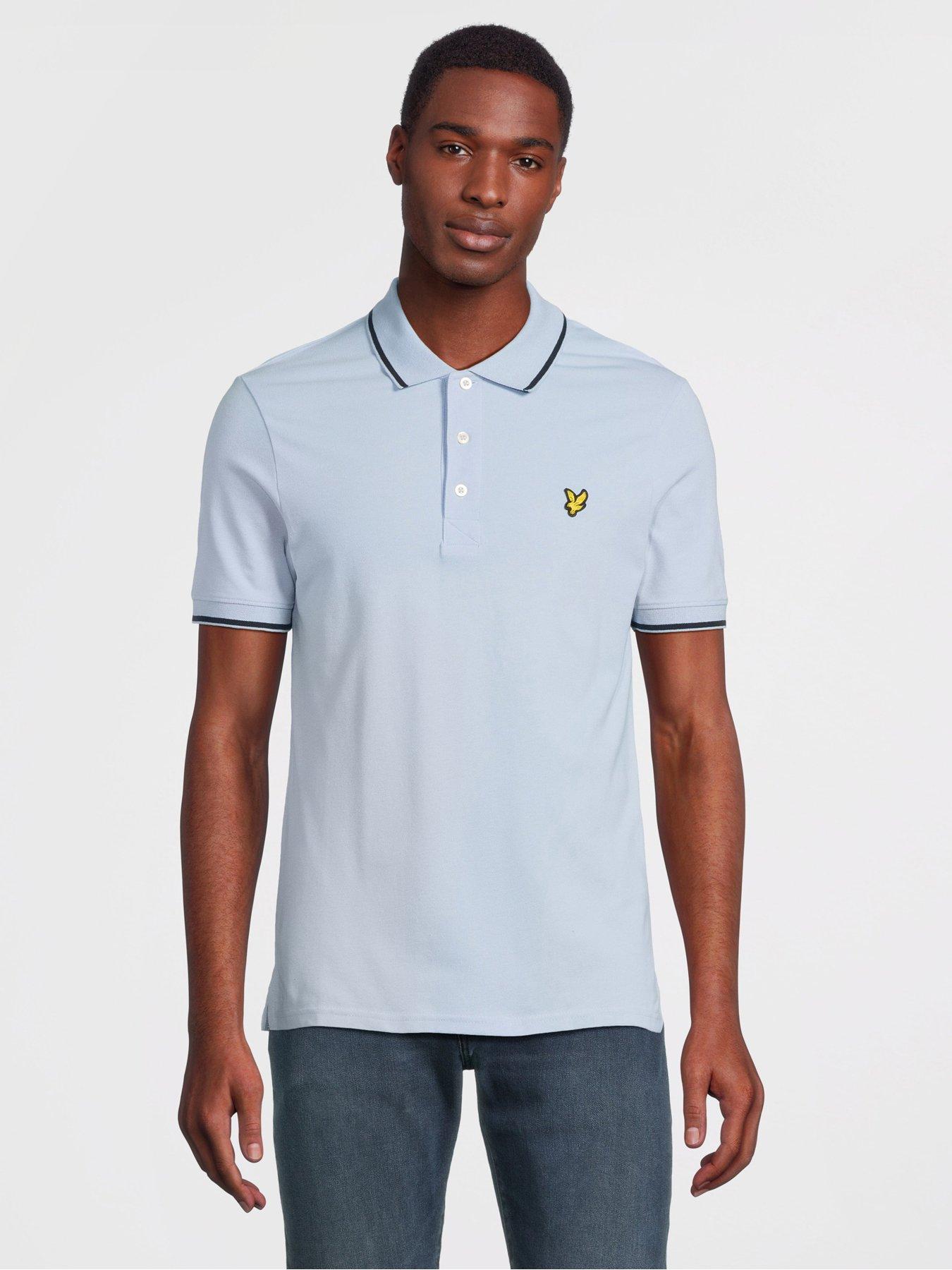 lyle-scott-lyle-amp-scott-tipped-regular-fit-polo-shirt-light-blue