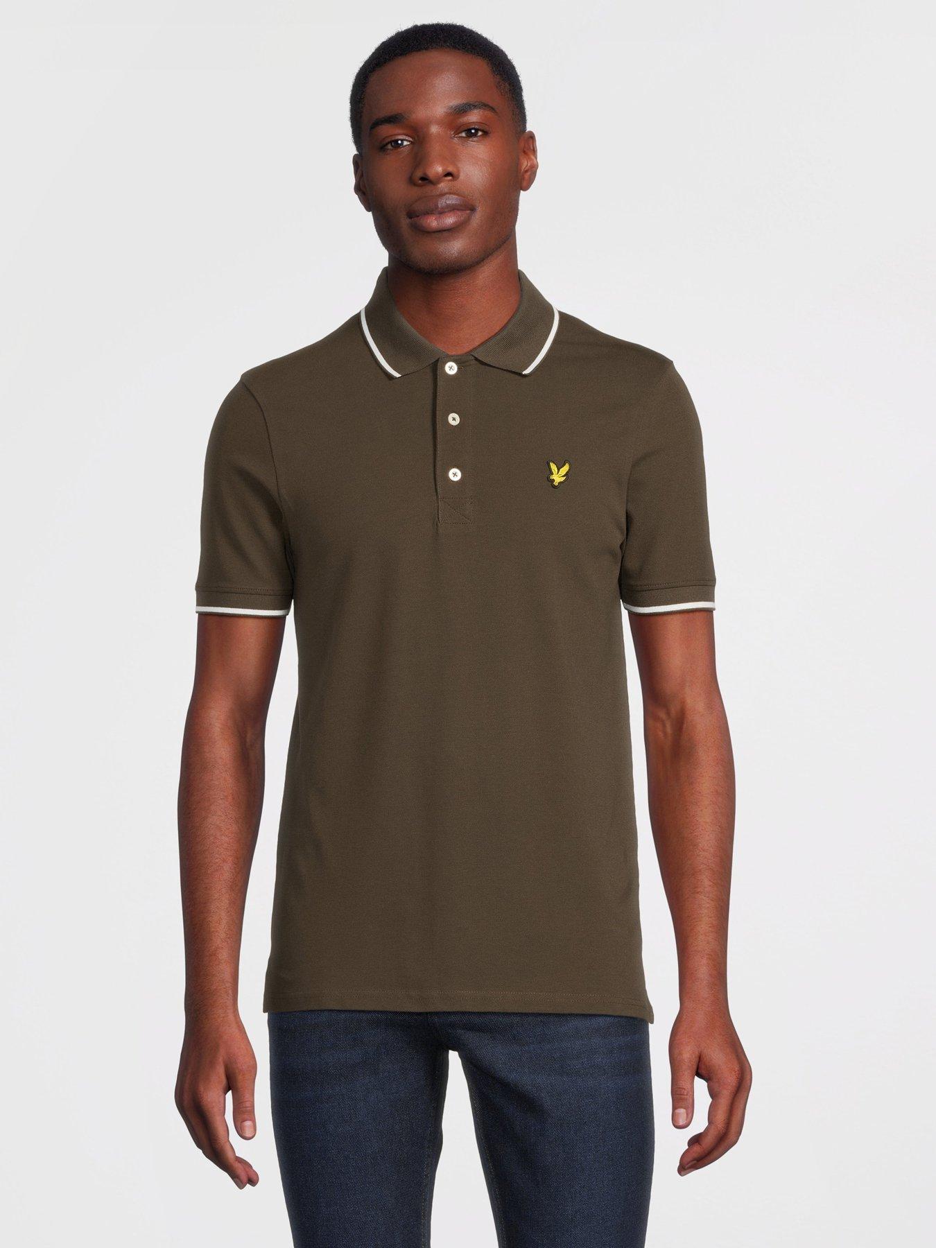 lyle & scott lyle & scott tipped regular fit polo shirt - khaki