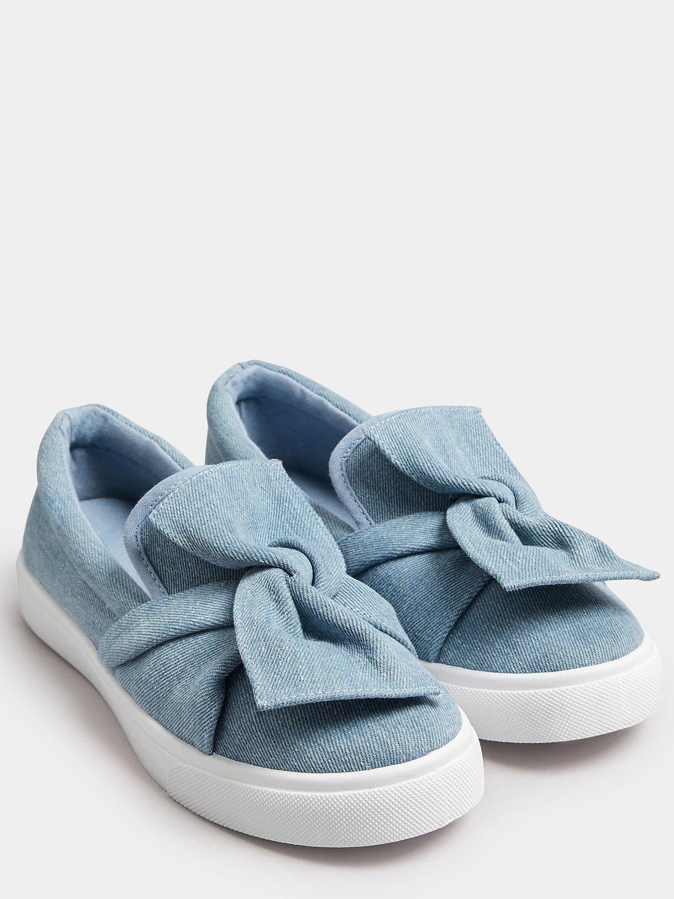 Yours Wide Fit Twist Bow Denim Trainers Blue Very