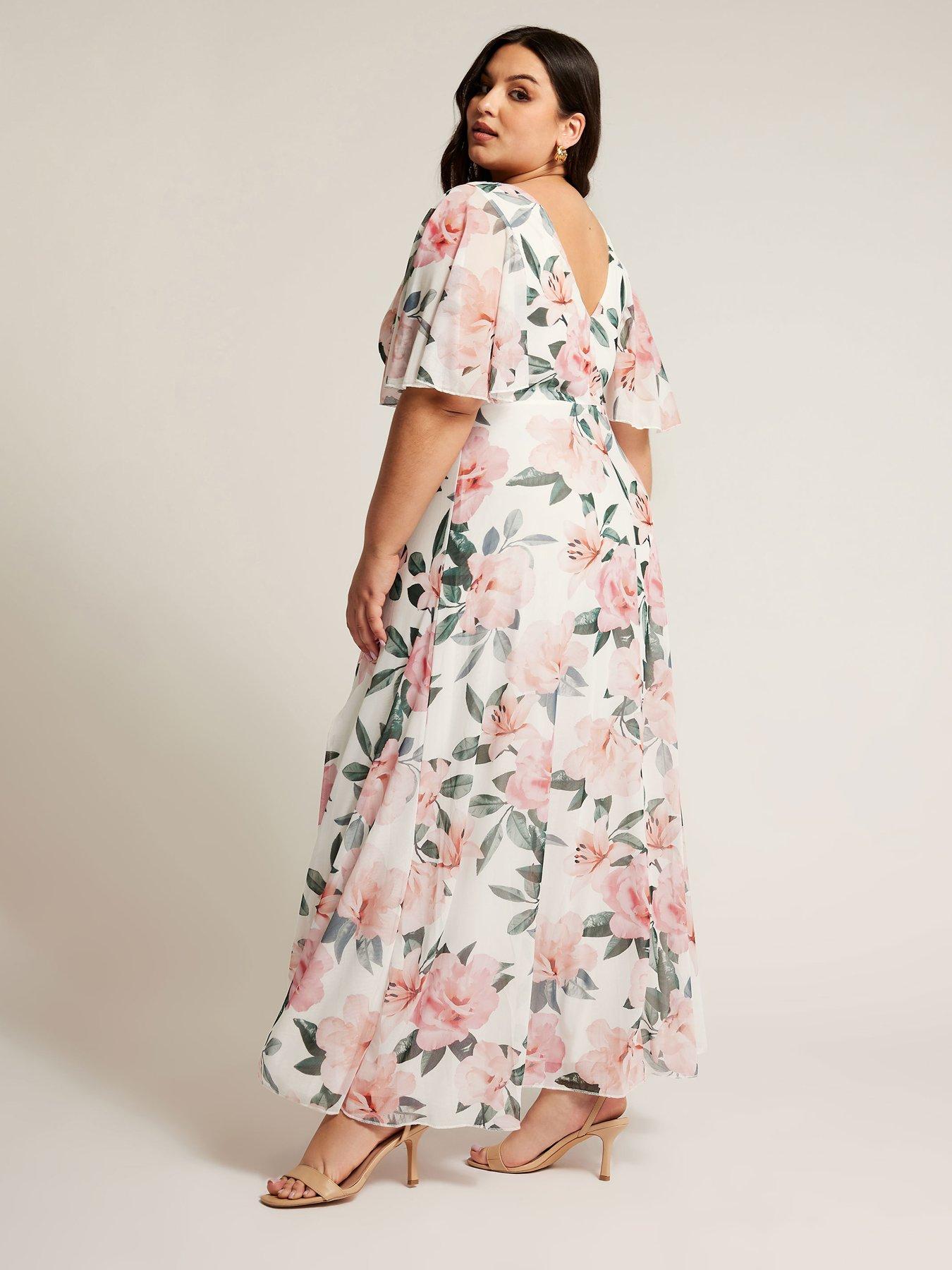 Plus size floral wrap fashion dresses