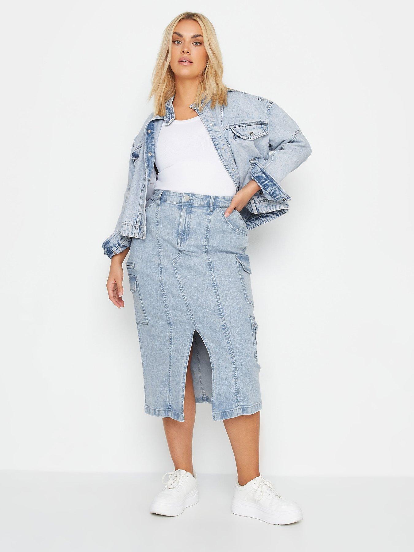 Image 3 of 4 of Yours Curve Denim Biker Jacket