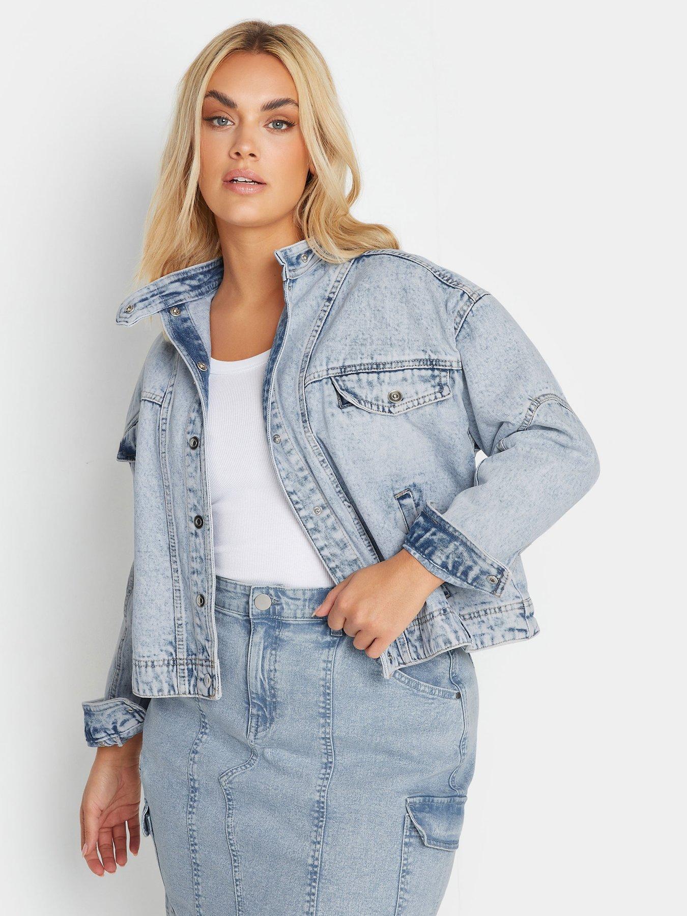 Image 4 of 4 of Yours Curve Denim Biker Jacket
