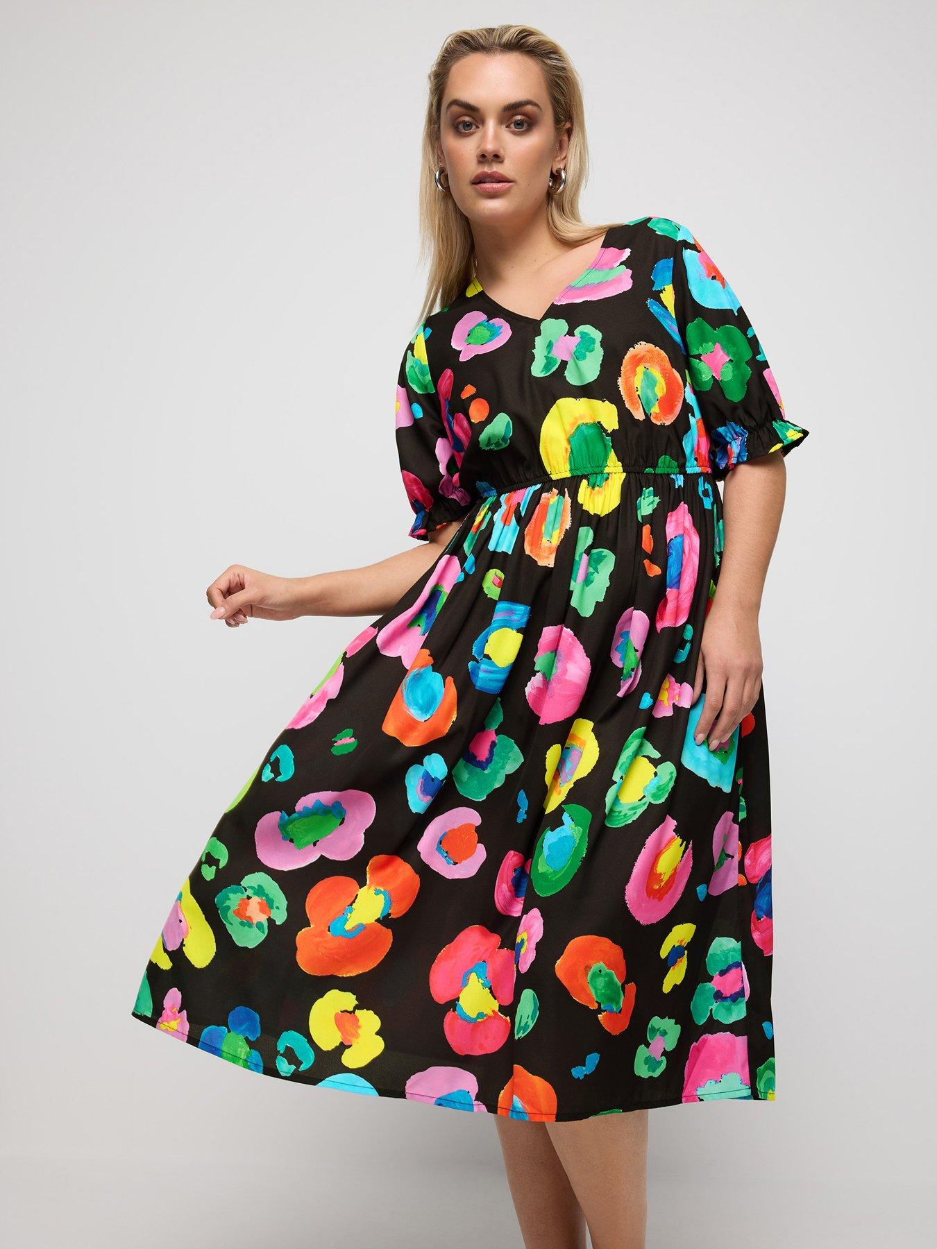Curve V Neck Midaxi Dress Black