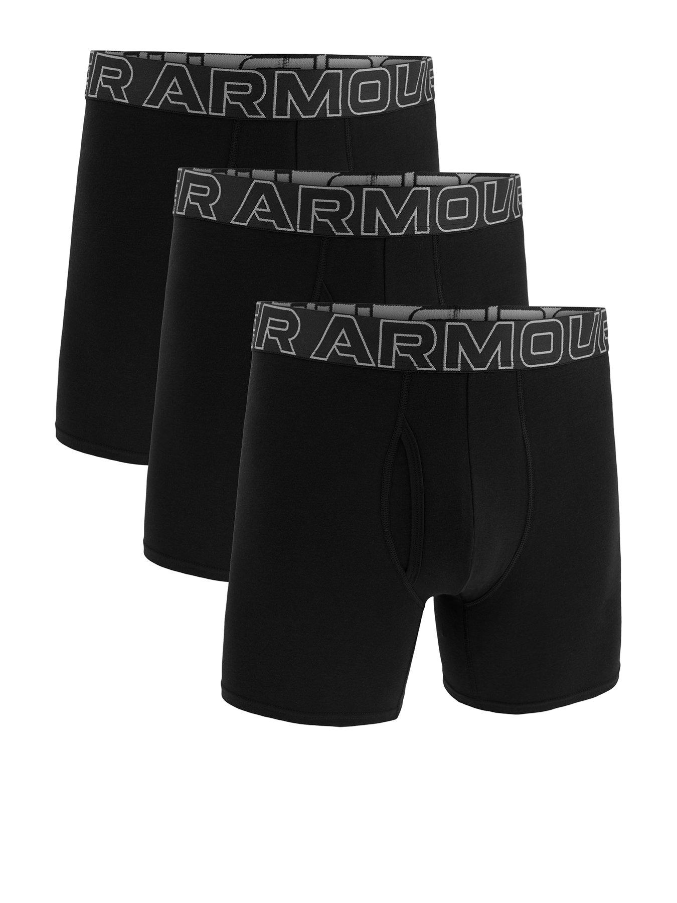 UNDER ARMOUR 3 Pack of Men's 6 Inch Performance Cotton Solid Boxers ...