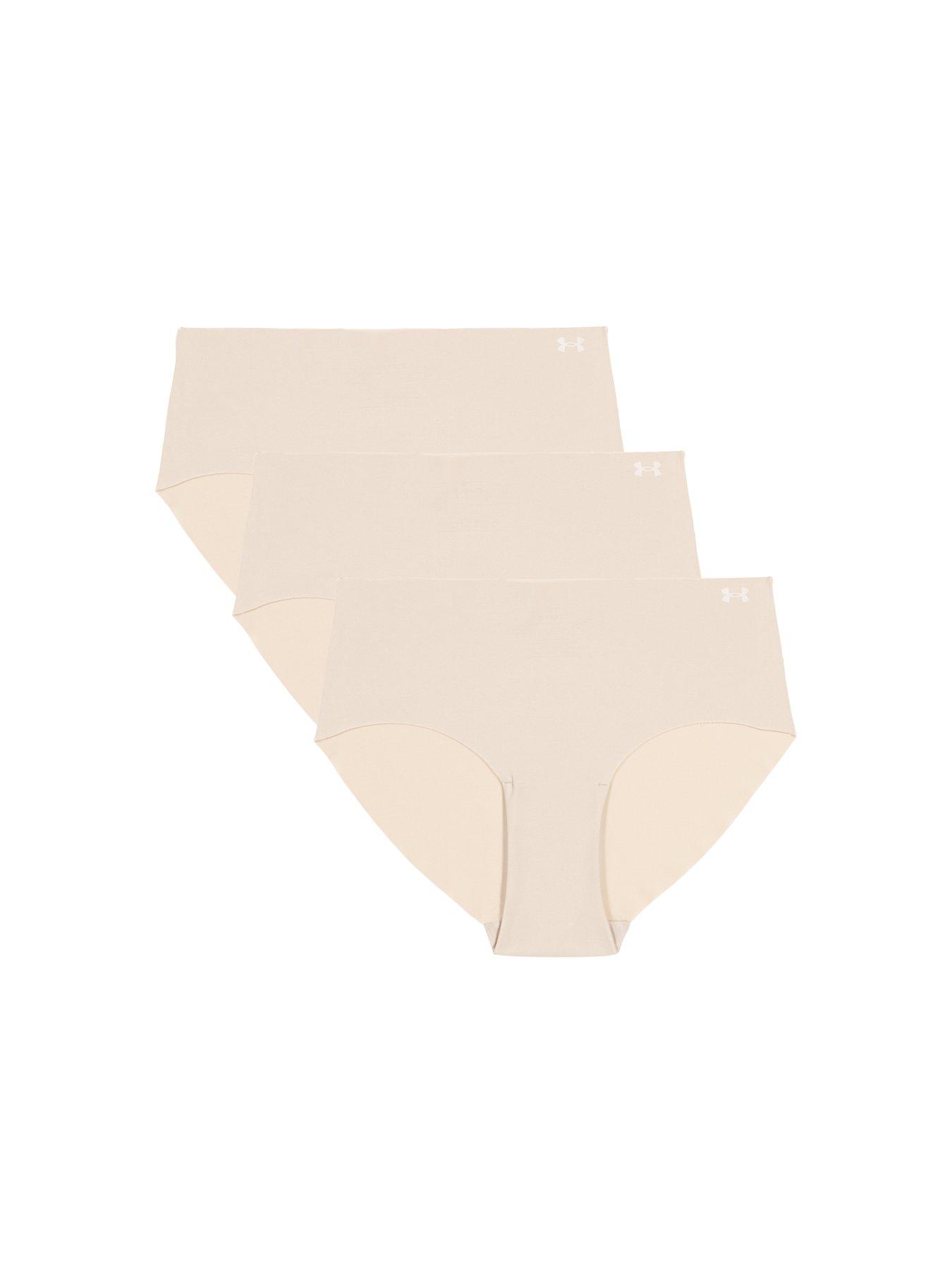 UNDER ARMOUR Women's Pure Stretch No Show 3pk Solid Colour Hipsters-nude