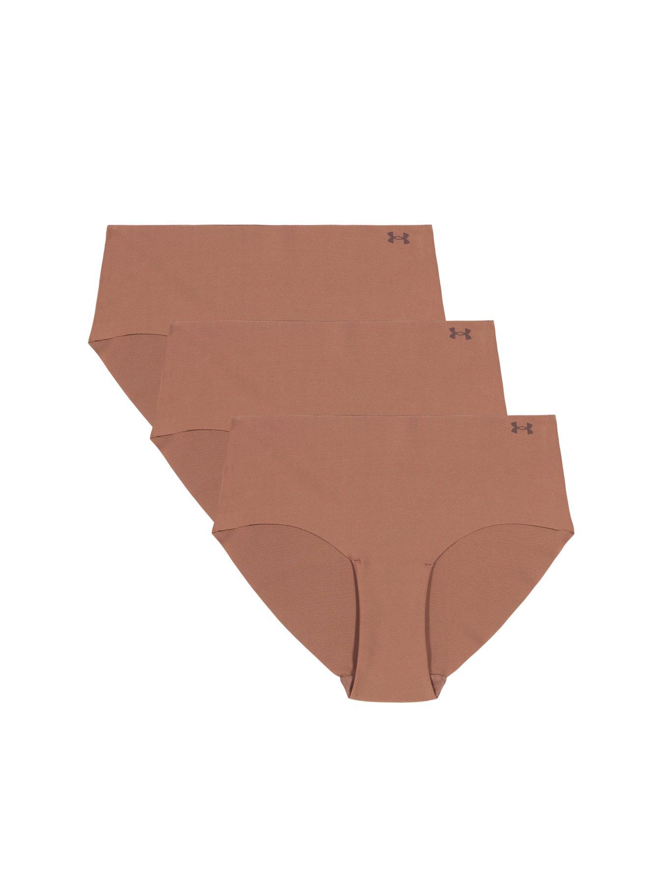 undefined Women's Pure Stretch No Show 3pk Solid Colour Hipsters-brown
