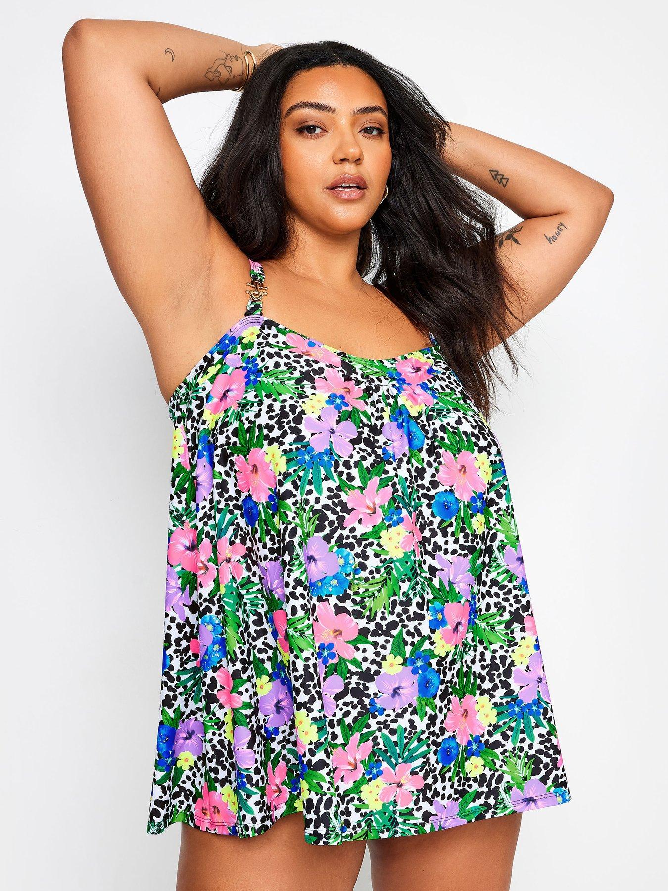 undefined Curve Animal Floral A-line Tankini