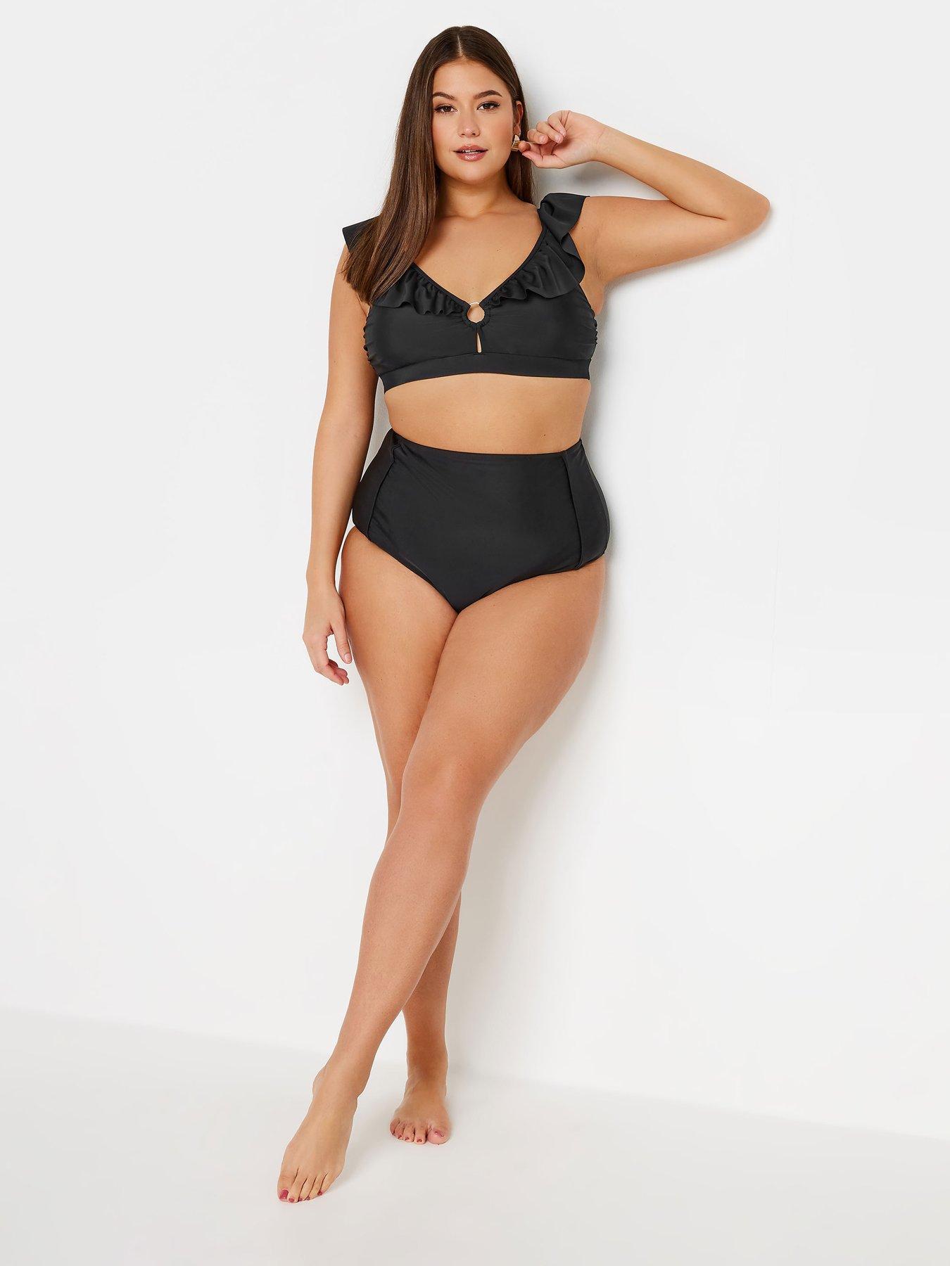 Image 3 of 4 of Yours Curve Metal Trim Frill Bikini Top