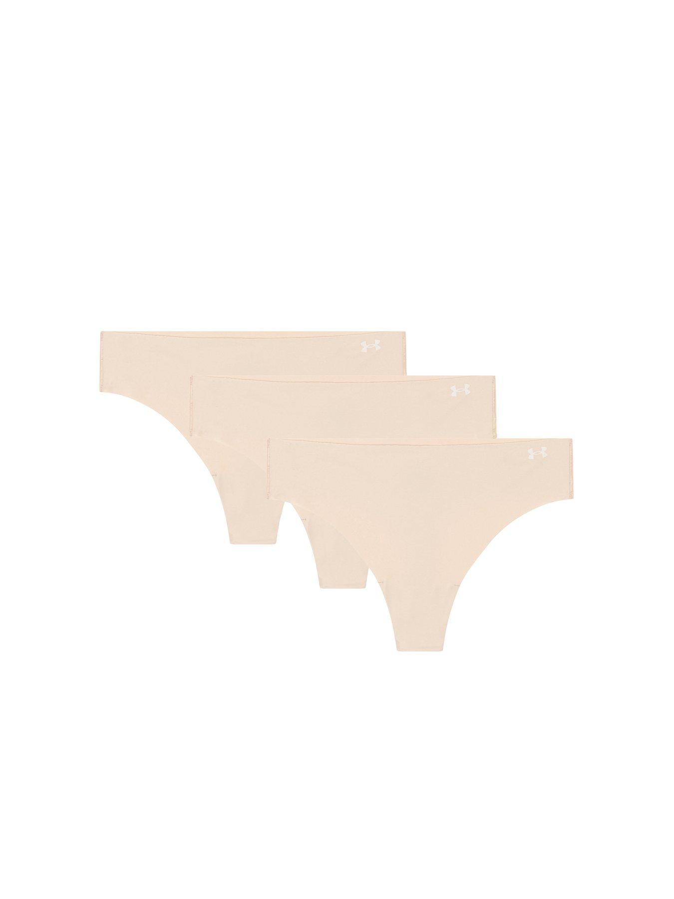 undefined Women's Pure Stretch No Show 3pk Solid Colour Thong-nude