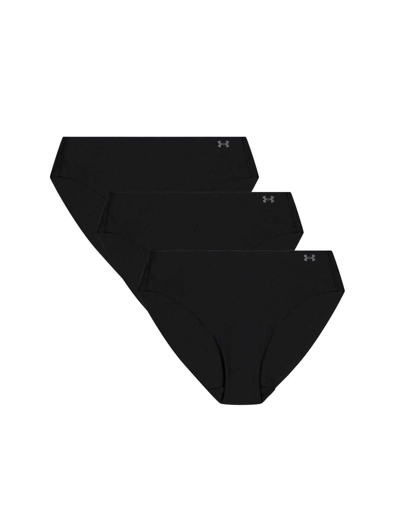 undefined Women's Pure Stretch No Show 3pk Solid Colour Bikini Brief-black