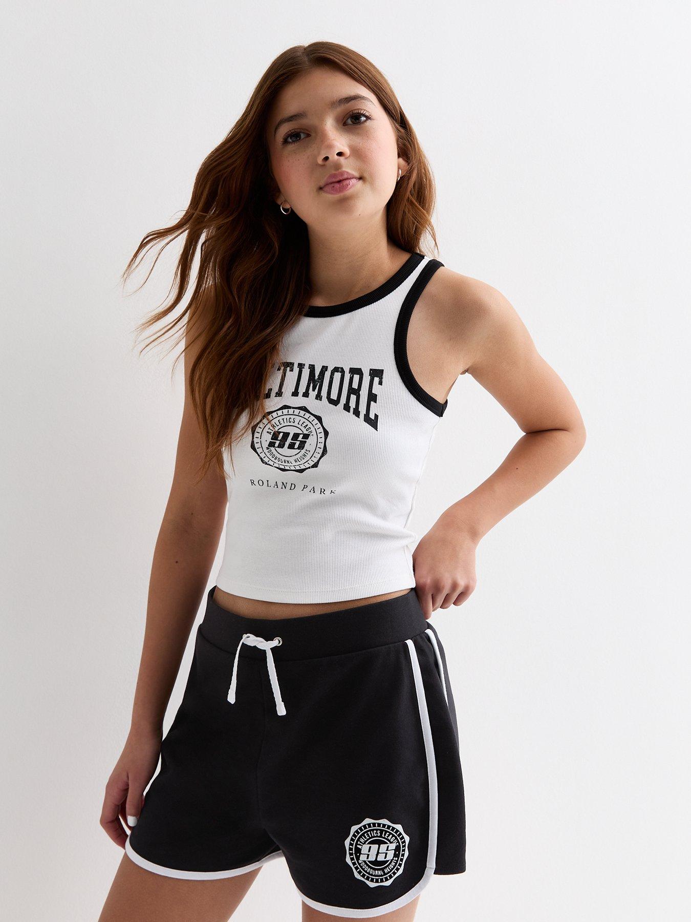 Girls Black 95 Logo Runner Shorts