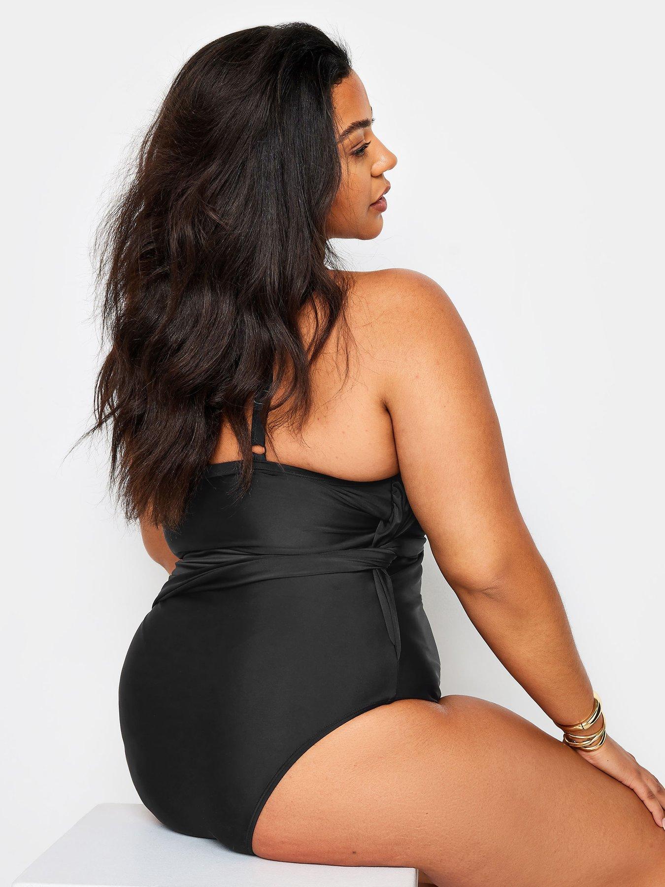 Image 2 of 4 of Yours Curve Double Crossover Swimsuit - Black