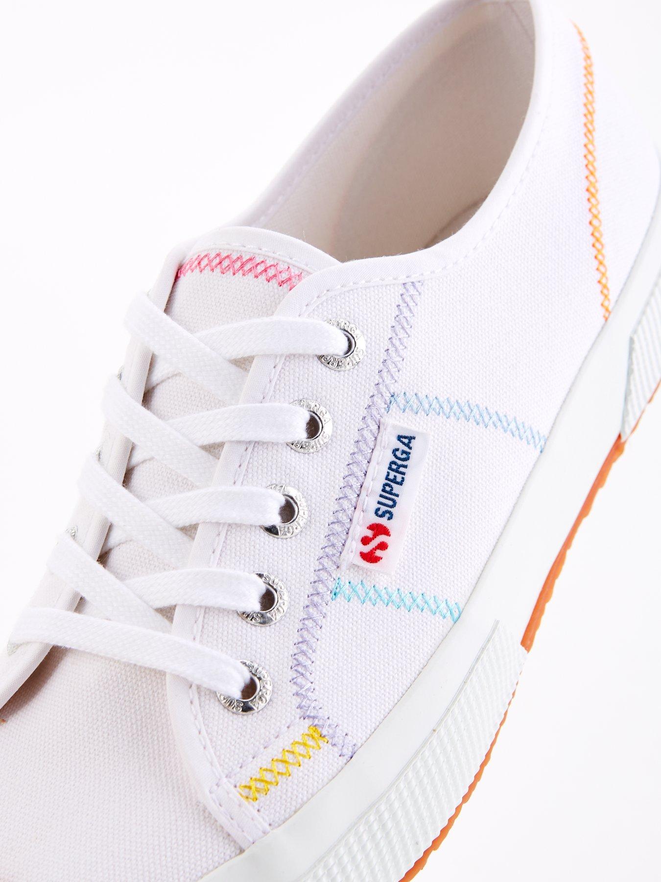 2750 Multicolour Cross Stitching Plimsolls White Multicolor Stitching