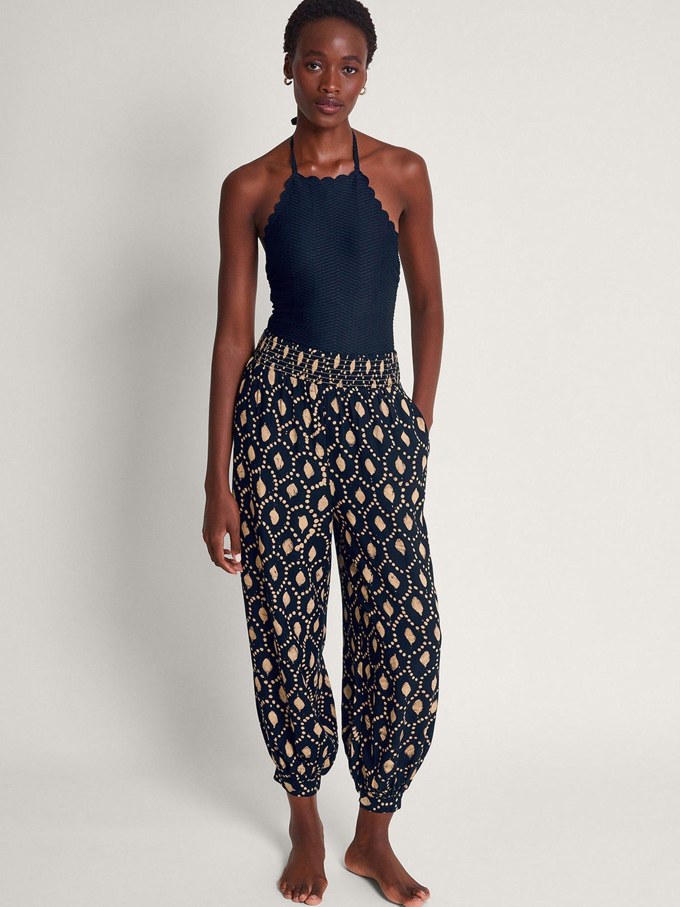Monsoon Rhea Batik Dye Trousers Black Very