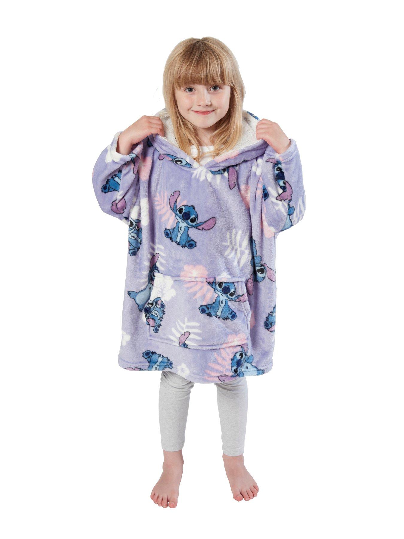 Product photograph of Disney Lilo And Stitch Floral Hooded Blanket from very.co.uk