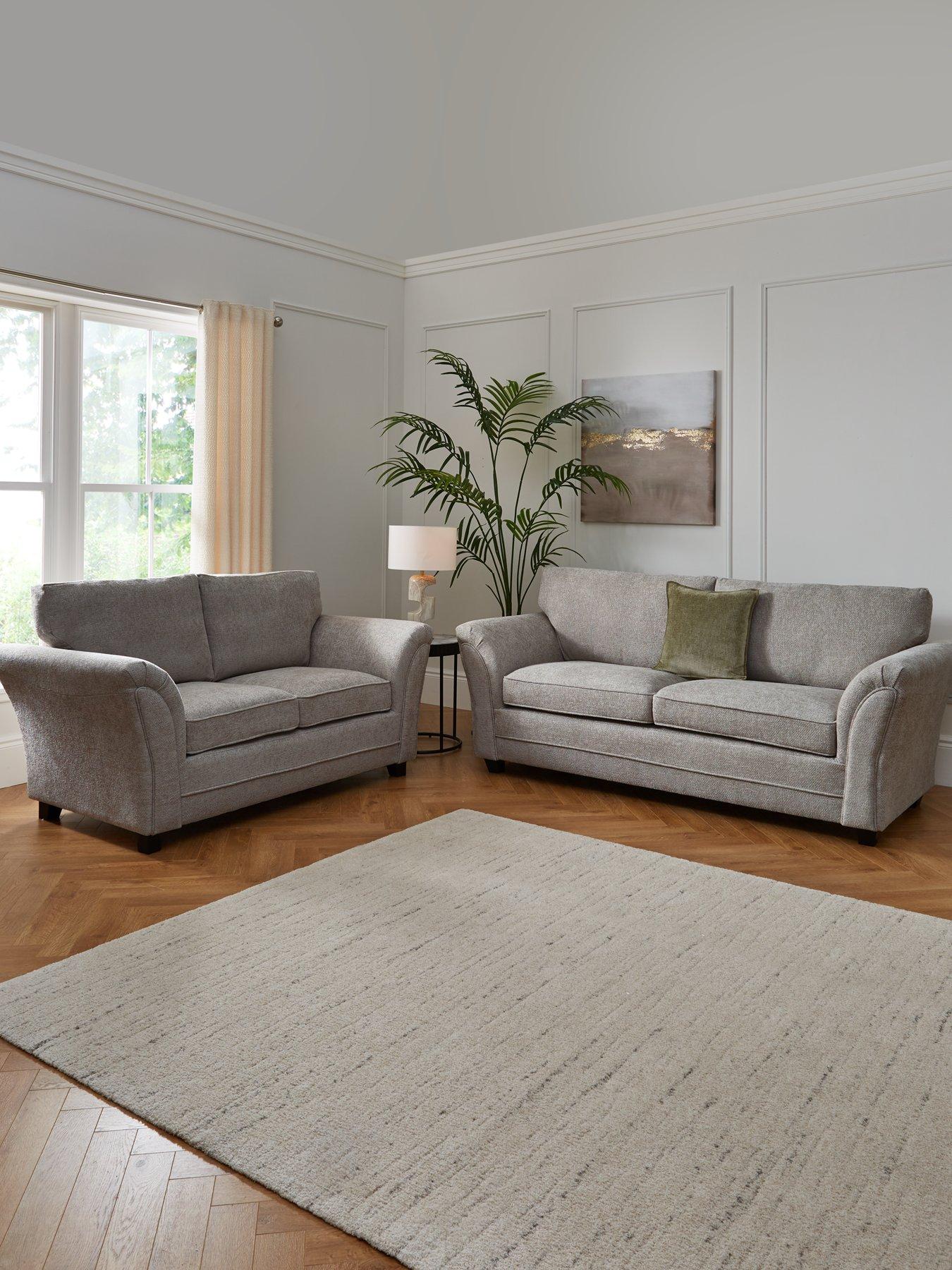 Product photograph of Very Home Dury Chunky Weave 3 2 Seater Sofa Set - Grey - Fsc Reg Certified from very.co.uk