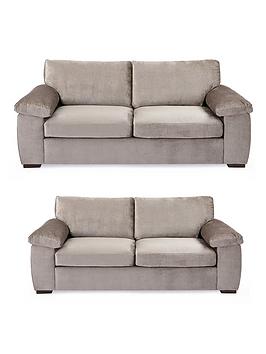 Product photograph of Very Home Salerno Standard 3 2 Seater Fabric Sofa Set Buy Amp Save - Taupe - Fsc Reg Certified from very.co.uk