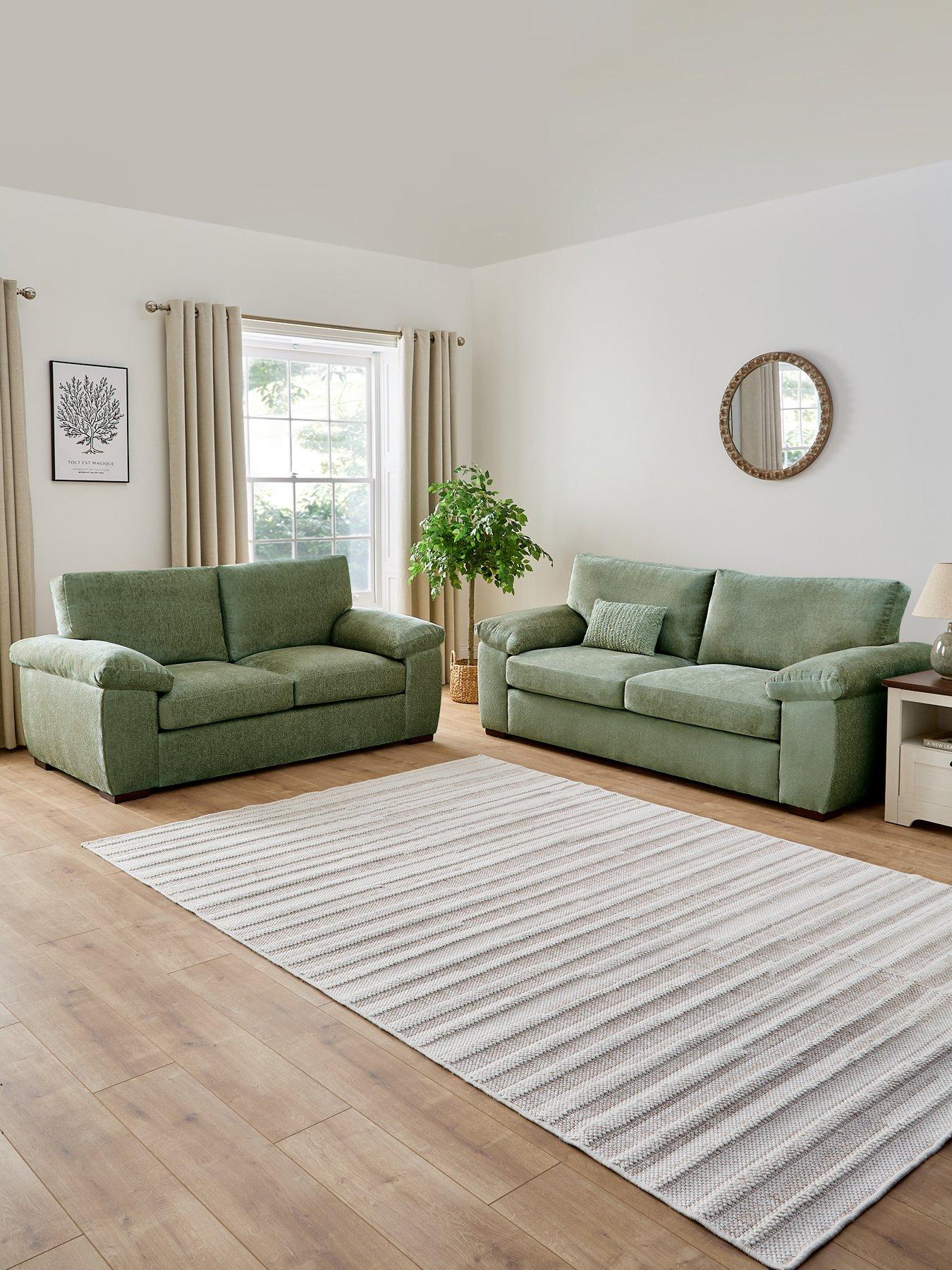 Very Home Salerno Standard Back Fabric 3 + 2 Seater Sofa  Set (Buy  &  SAVE!) - Green - FSC® Certified