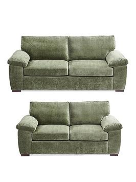 Product photograph of Very Home Salerno Standard Back Fabric 3 2 Seater Sofa Set Buy Amp Save - Olive Green - Fsc Reg Certified from very.co.uk