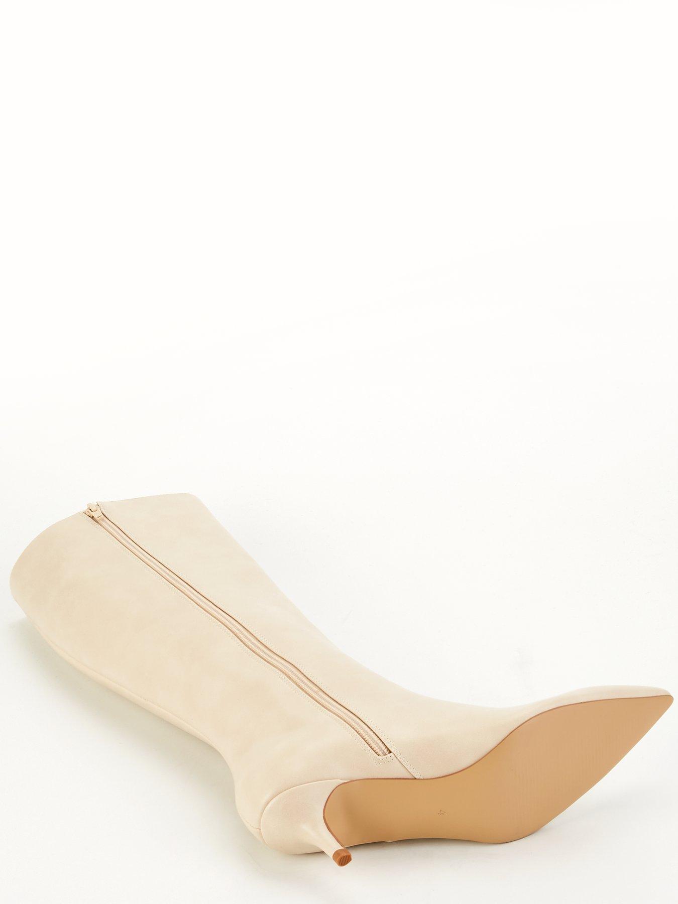 Cream kitten heel boots online