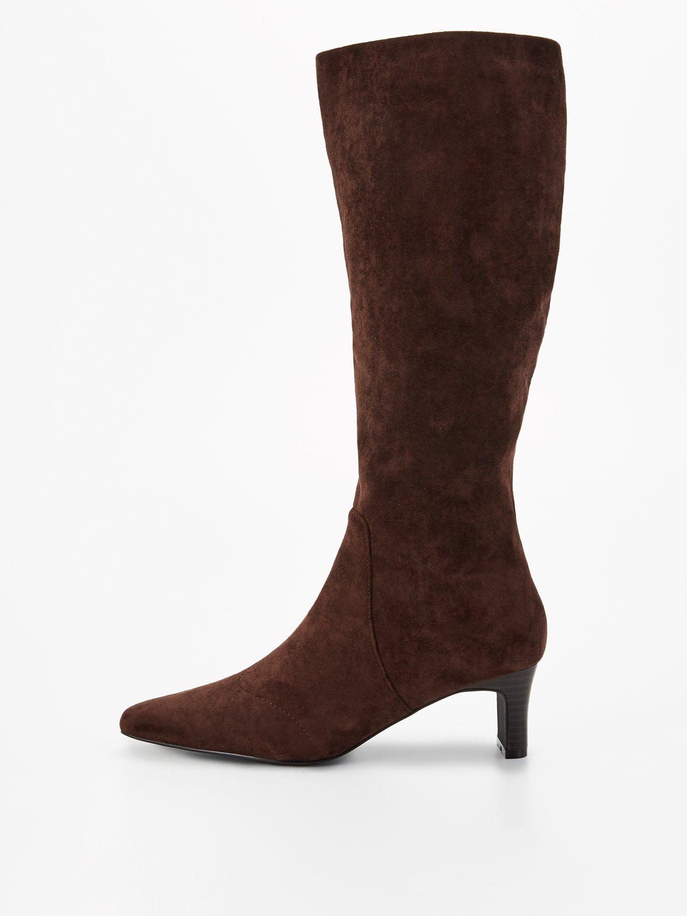 undefined Chiselled Toe Suedette Knee High - Brown