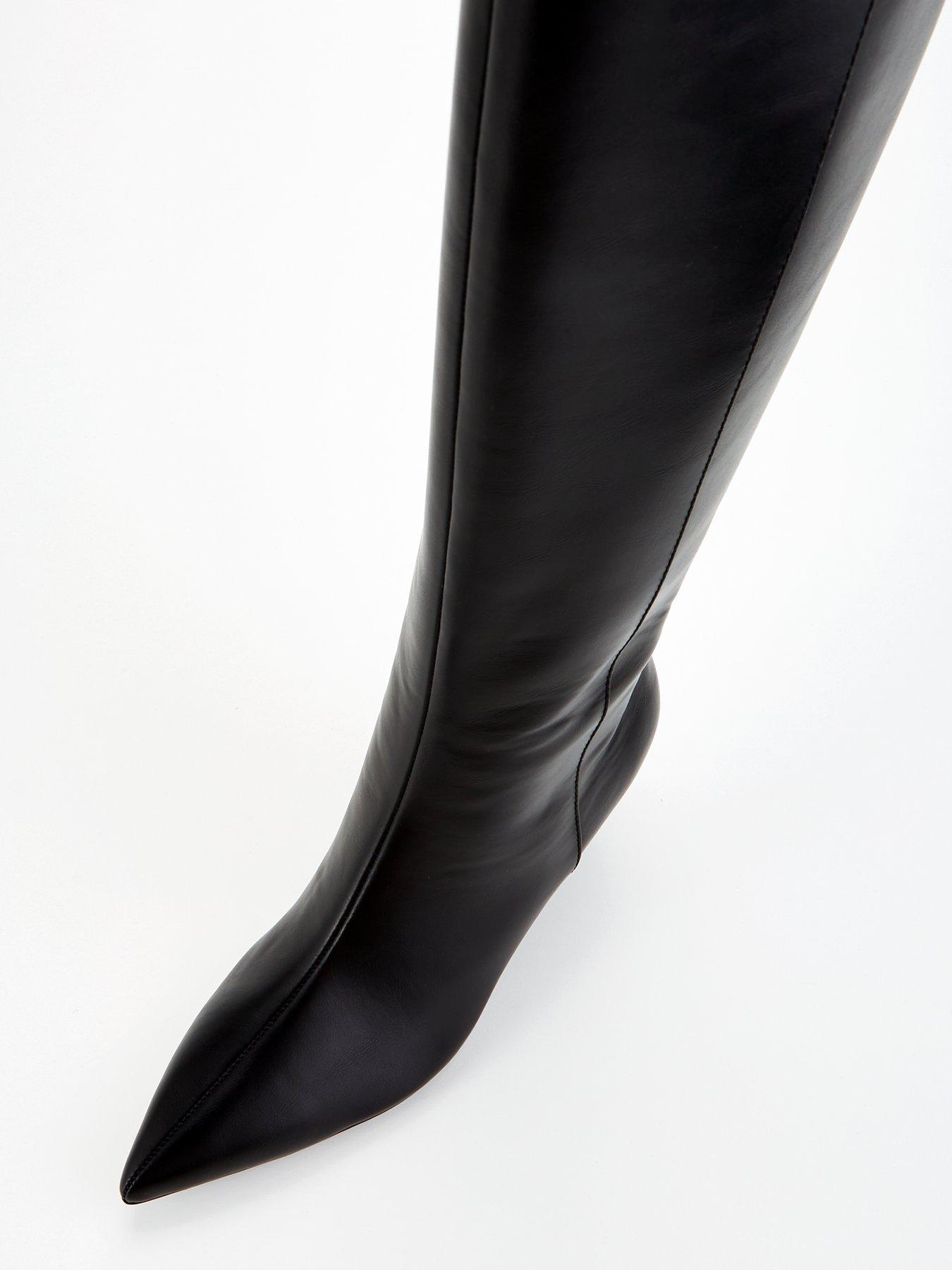 V by Very Kitten Heel Straight Leg Knee Boot Black Very