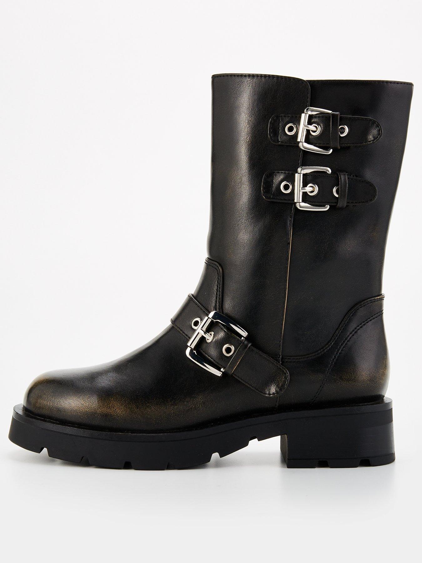 undefined Biker Calf Boot - Black