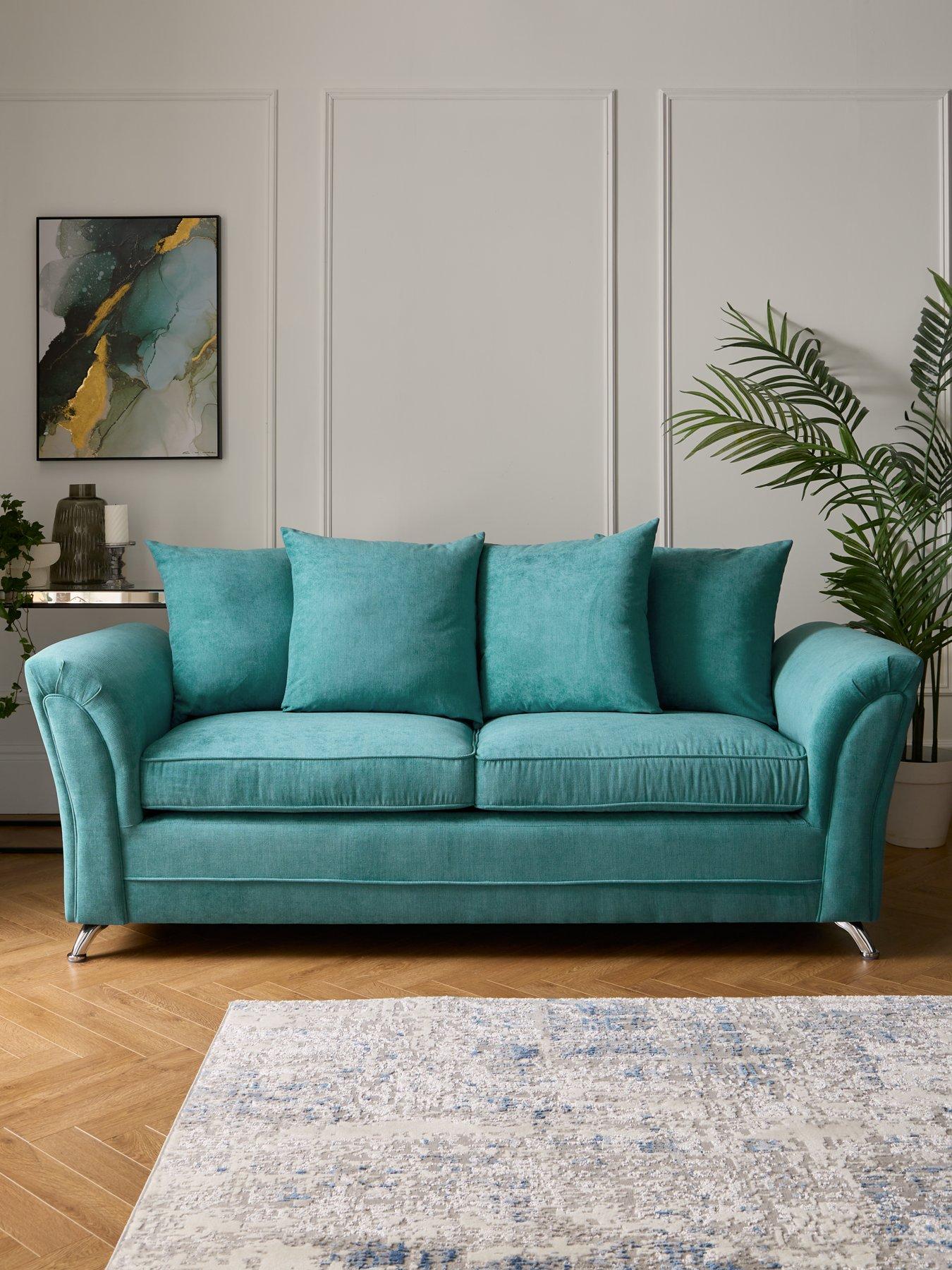 undefined Dury Scatter Back 3 + 2 Seater Fabric Sofa Set (Buy  &  SAVE!) - Teal - FSC® Certified