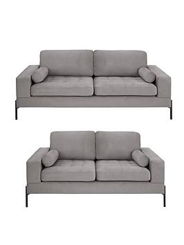 Product photograph of Very Home Versailles 3 2 Seater Fabric Sofa Set Buy Amp Save - Silver - Fsc Reg Certified from very.co.uk