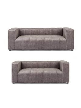 Product photograph of Very Home Jay 3 2 Seater Fabric Sofa Set Buy Amp Save - Charcoal - Fsc Reg Certified from very.co.uk