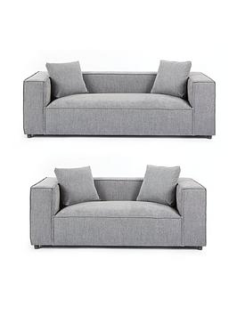 Product photograph of Very Home Charley 3 2 Seater Fabric Sofa Set Buy Amp Save - Grey - Fsc Reg Certified from very.co.uk
